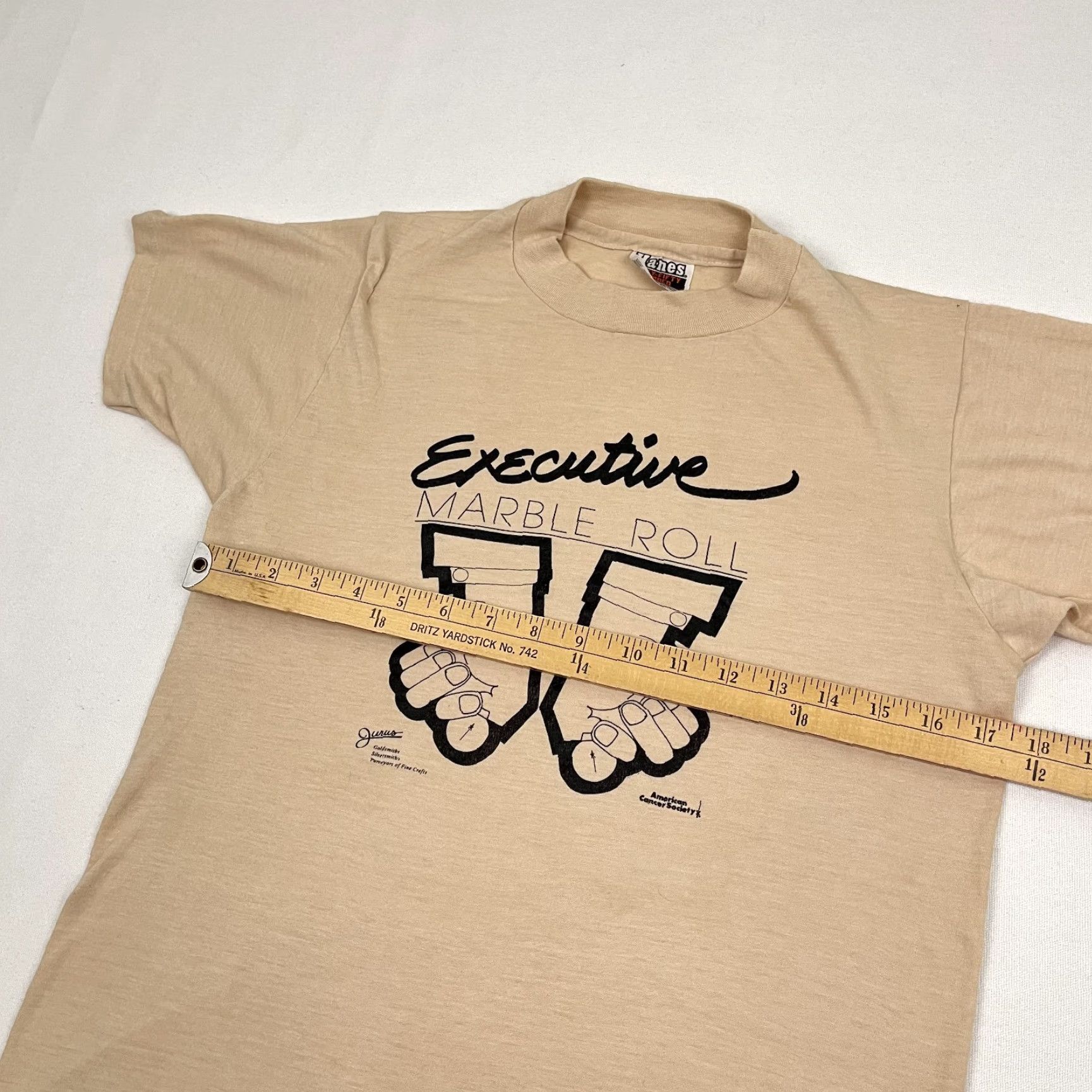 Hanes VINTAGE Hanes Beefy-T Graphic T-Shirt Adult Mens M Marble Beige 80s Logo Classic 90s Theme Mens Size US M / EU 48-50 / 2 - 6 Thumbnail