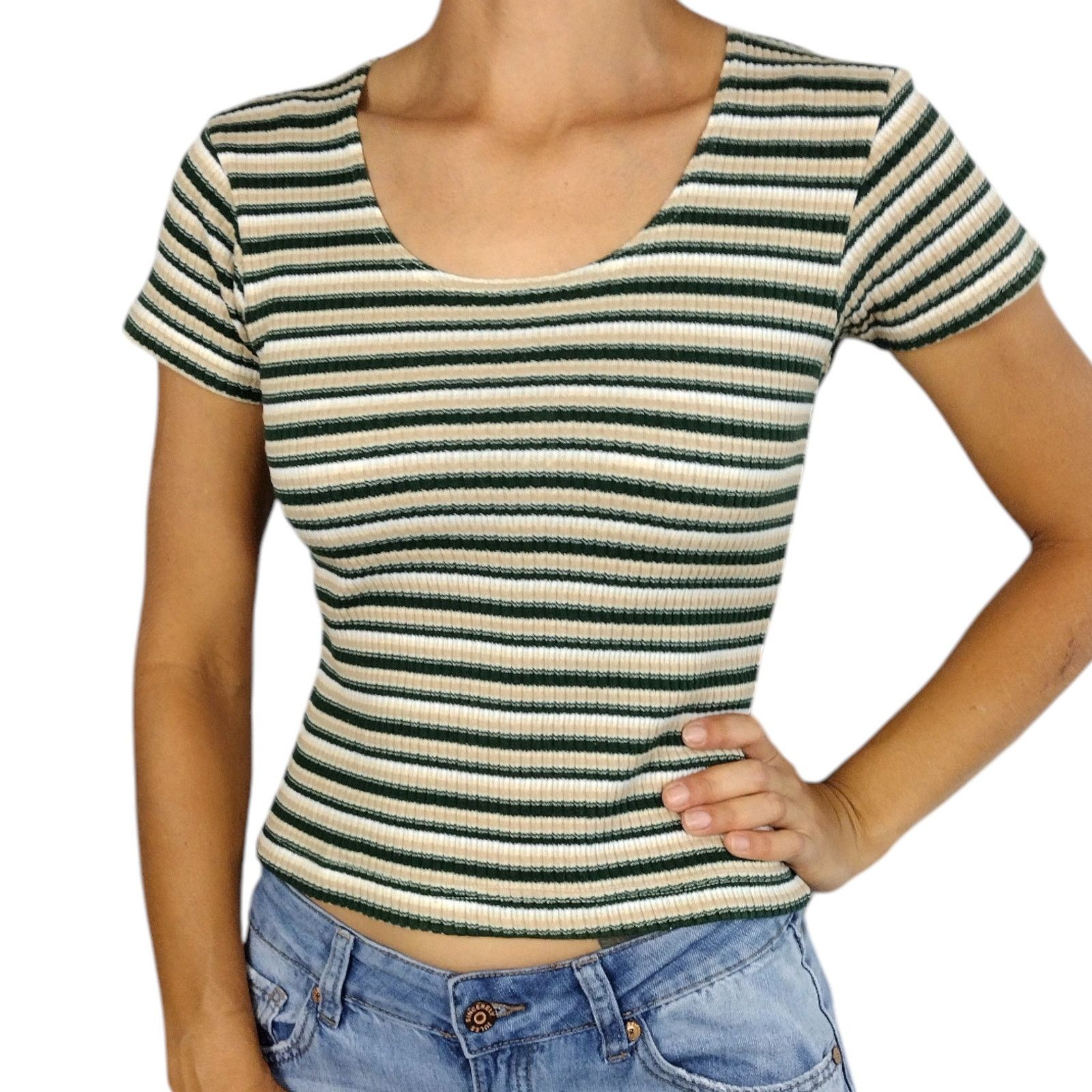 Vintage Vintage Y2K Striped Tiny Tee Size XS / US 0-2 / IT 36-38 - 1 Thumbnail