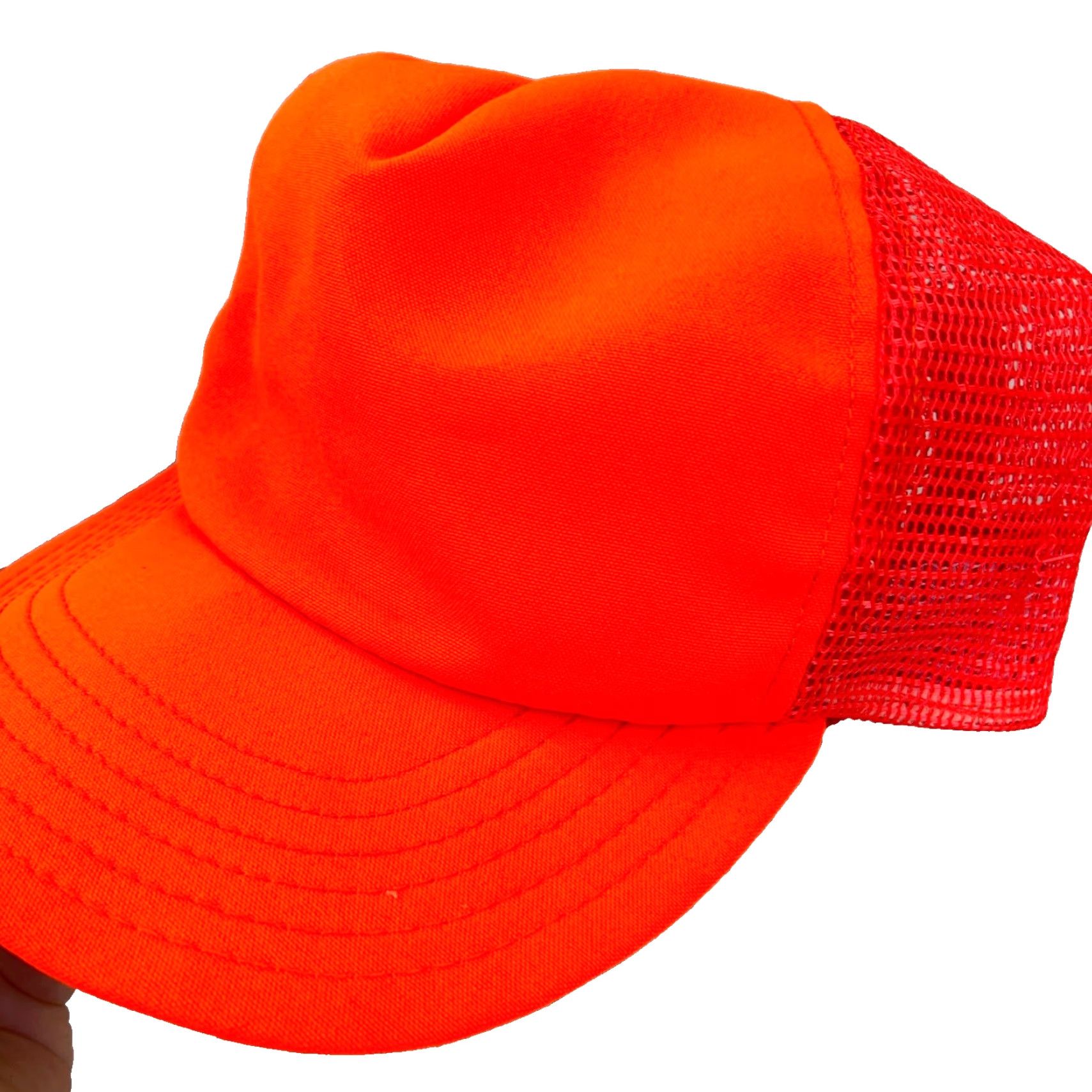 Vintage VINTAGE Blaze Orange Camo Trucker Hat Cap Snapback Made In USA Blank Hunting Men Size 44L - 3 Thumbnail