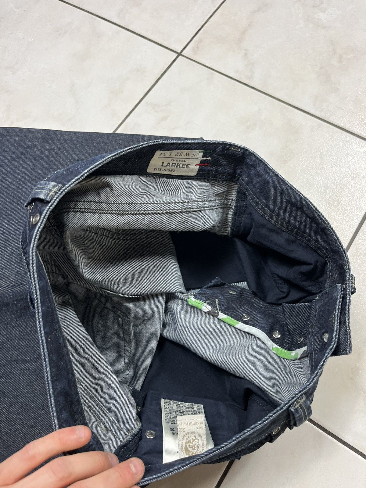 Diesel × Vintage Vintage Diesel larkee y2k waxed denim jeans pants goth navy Size US 32 / EU 48 - 18 Thumbnail