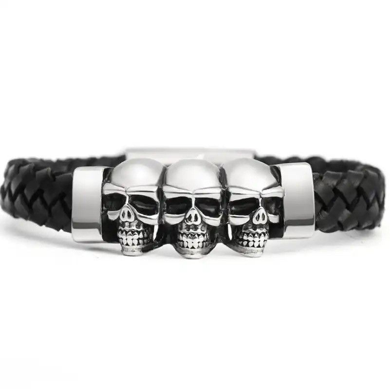 Jewelry Skull Strap Bracelet Goth Punk Chrome Jewelry Size ONE SIZE - 5 Thumbnail