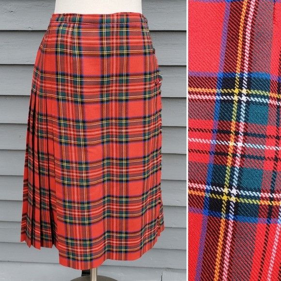 Designer × Vintage Vintage 90s y2k School Girl Wool Kilt Tartan Plaid Skirt Size 27" / US 4 / IT 40 - 1 Thumbnail
