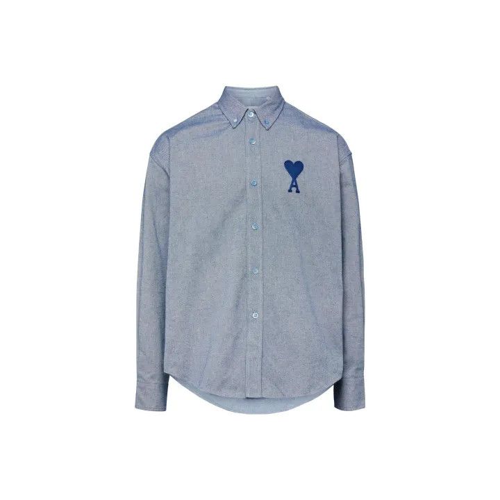AMI AMIPARIS Heart Embroidered Long Sleeve Shirt 0079 Size US M / EU 48-50 / 2 - 1 Thumbnail
