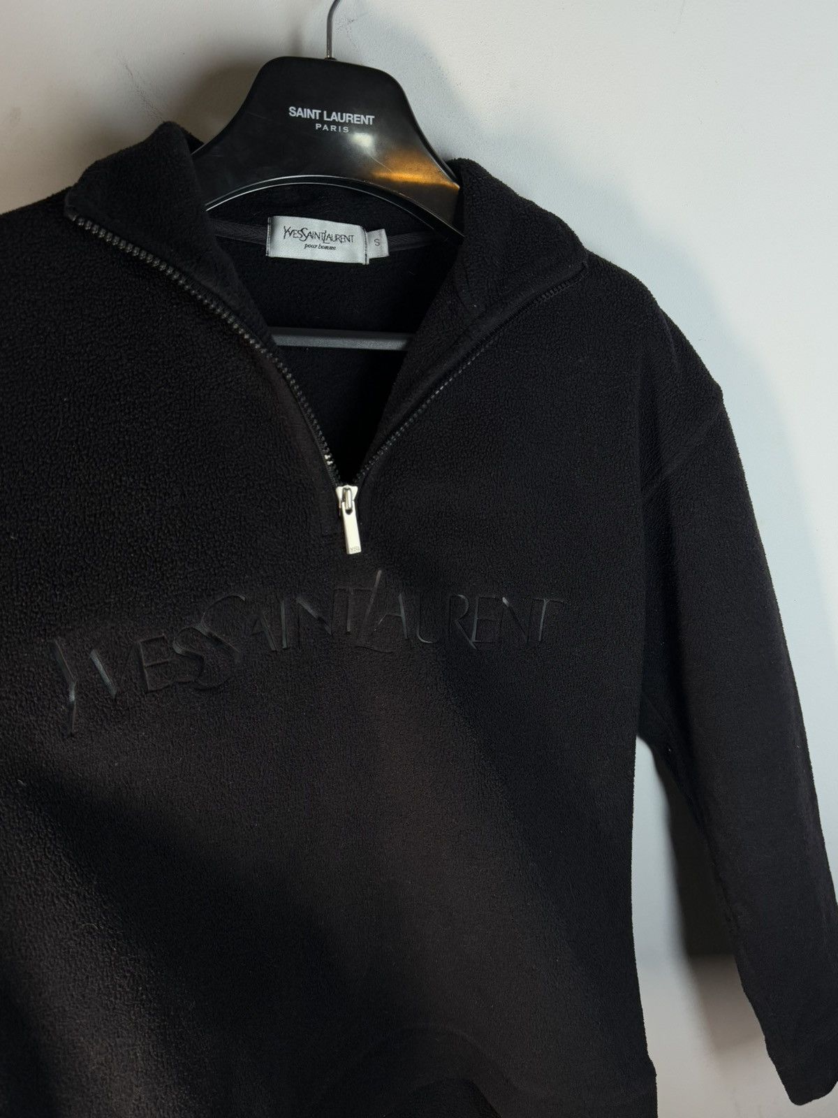 Yves Saint Laurent Fleece Black YSL Sweatshirt 1/4 Zip Big Logo YSL Sweater Size US S / EU 44-46 / 1 - 10 Thumbnail