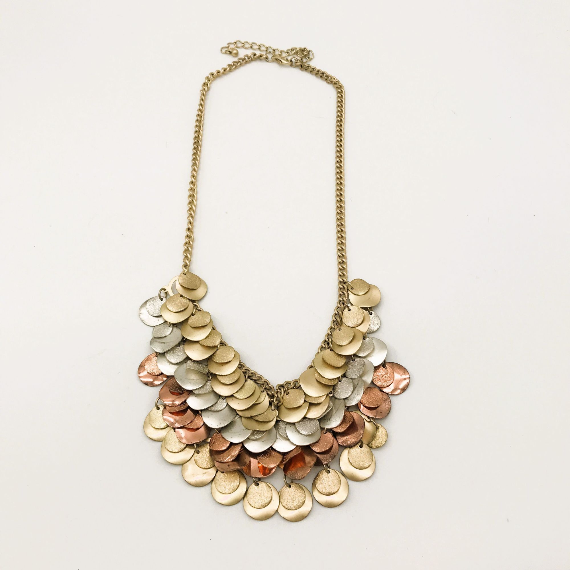 Other Layered Mesh Metal Discs Bib Necklace Silver Copper Gold Shi Size ONE SIZE - 5 Thumbnail