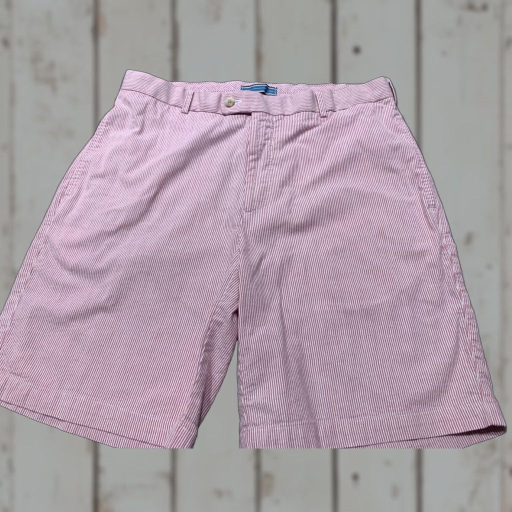 Peter Millar Peter Millar Striped Chino Shorts Mens 34 Nantucket Red White Cotton Flat Front Size US 34 / EU 50 - 1 Thumbnail