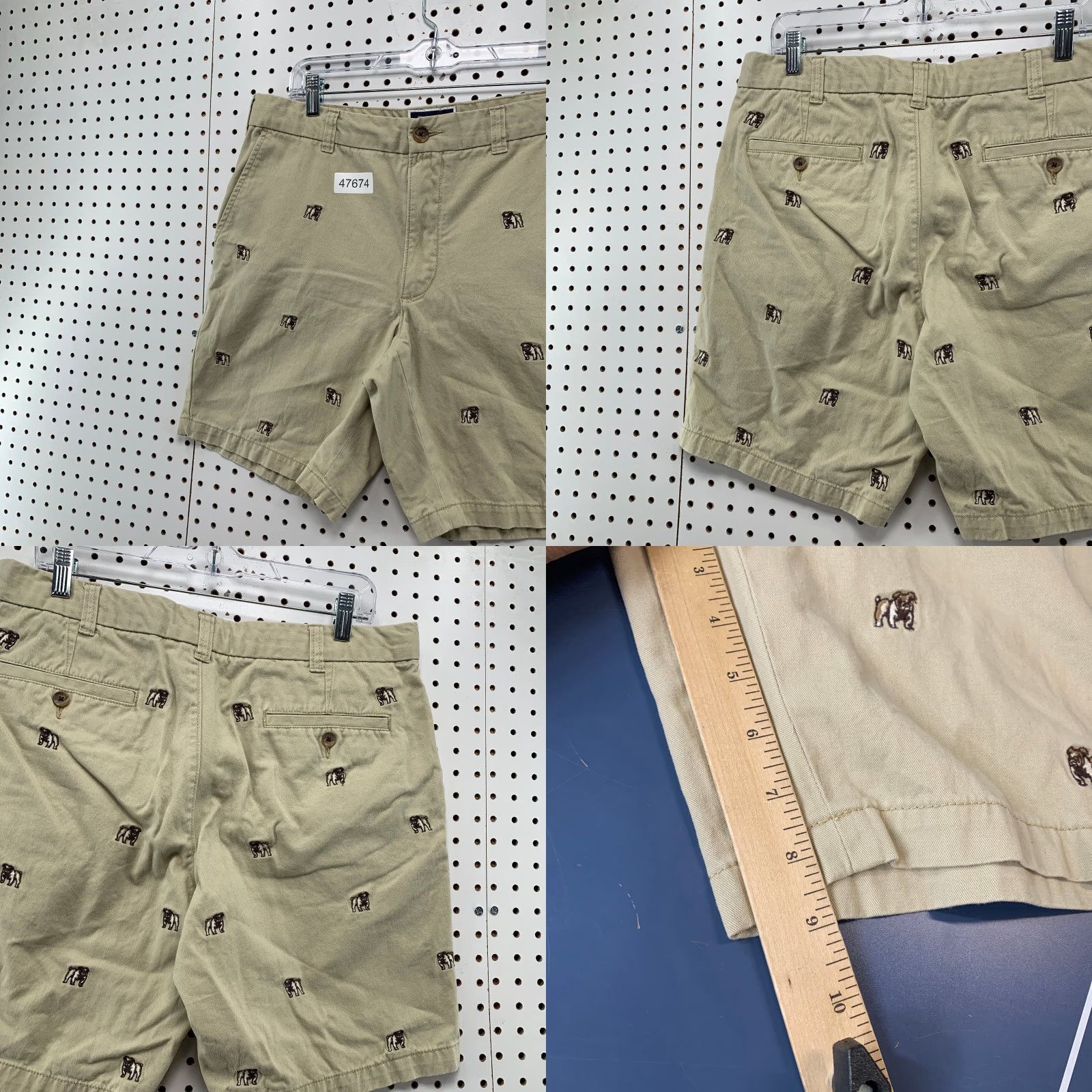 Club Room Club Room Shorts Mens 34 Khaki Embroidered All Over Preppy Casual 35x9 Bulldogs Size US 34 / EU 50 - 8 Thumbnail