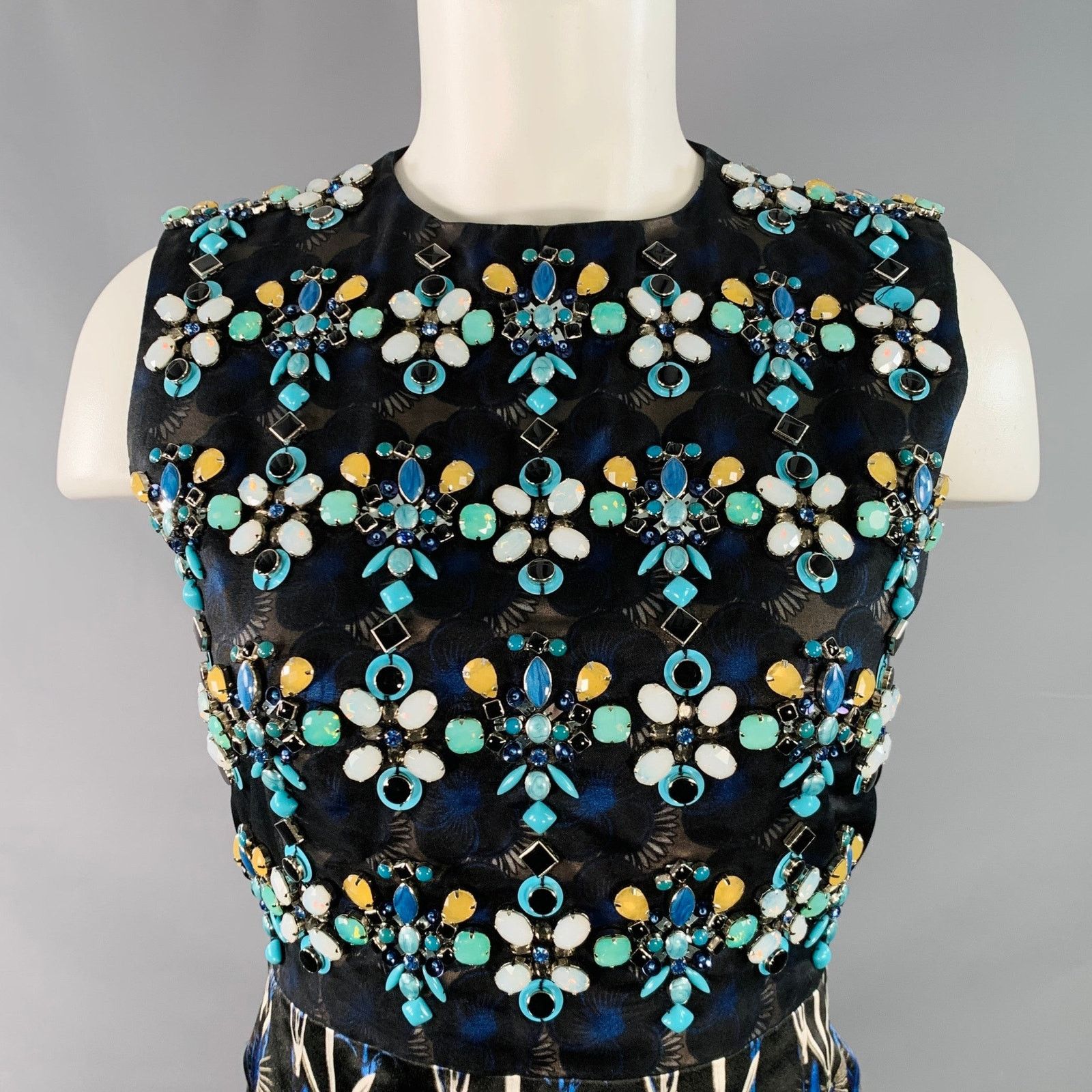 Other Lorelei Black Multi Color Silk Cotton Blend Beaded Midi Size S / US 4 / IT 40 - 2 Thumbnail