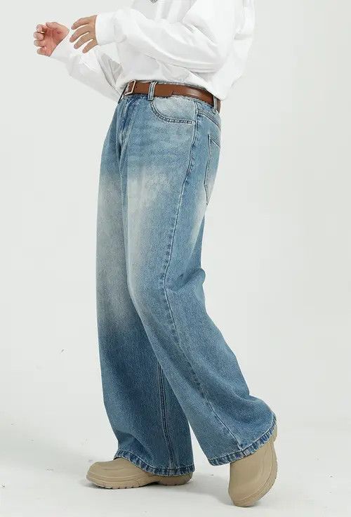 Japanese Brand × Jean Loose and versatile blue straight-leg wide-leg jeans Size US 32 / EU 48 - 2 Thumbnail