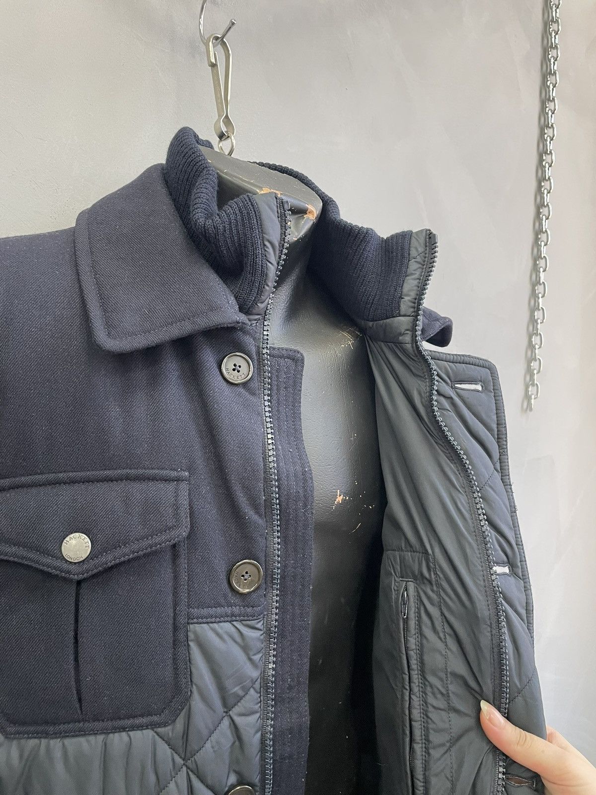 Hackett Hackett quilted wool jacket navy blue classic puffer y2k Size US M / EU 48-50 / 2 - 10 Thumbnail