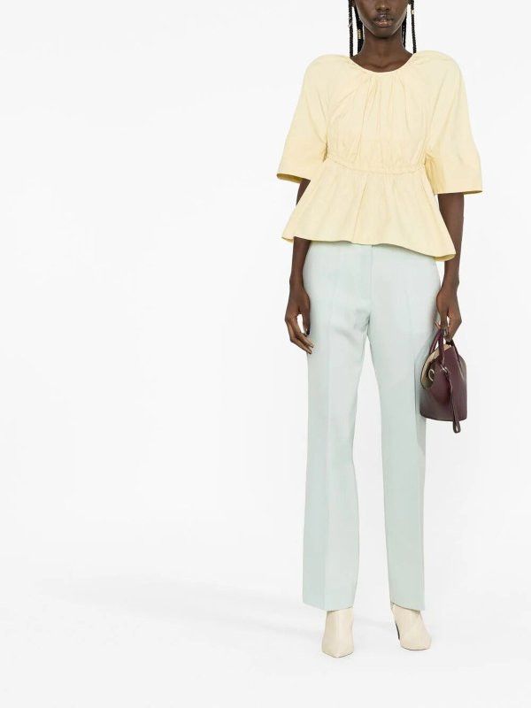 Jil Sander o1y1025 Short Sleeves Blouse in Pastel Yellow Size XS / US 0-2 / IT 36-38 - 4 Thumbnail