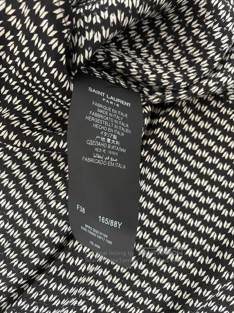 Saint Laurent Paris Saint Laurent Paris Black and White Geometric Print Tie Fr Size XS / US 0-2 / IT 36-38 - 5 Thumbnail