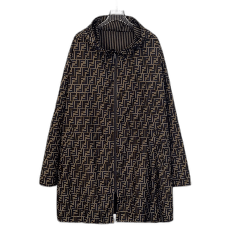 Fendi Brown Logo Hooded Windbreaker Jacket