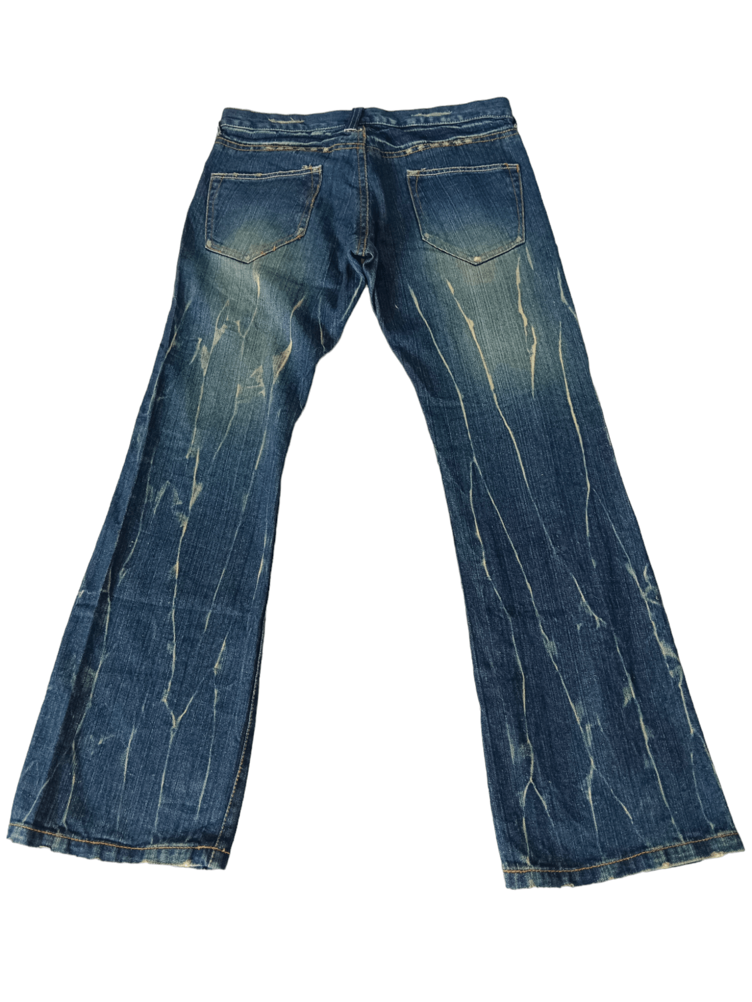 Japanese Brand 💥Punk💥 Spider Web Distressed Flare Denim Size US 32 / EU 48 - 3 Thumbnail