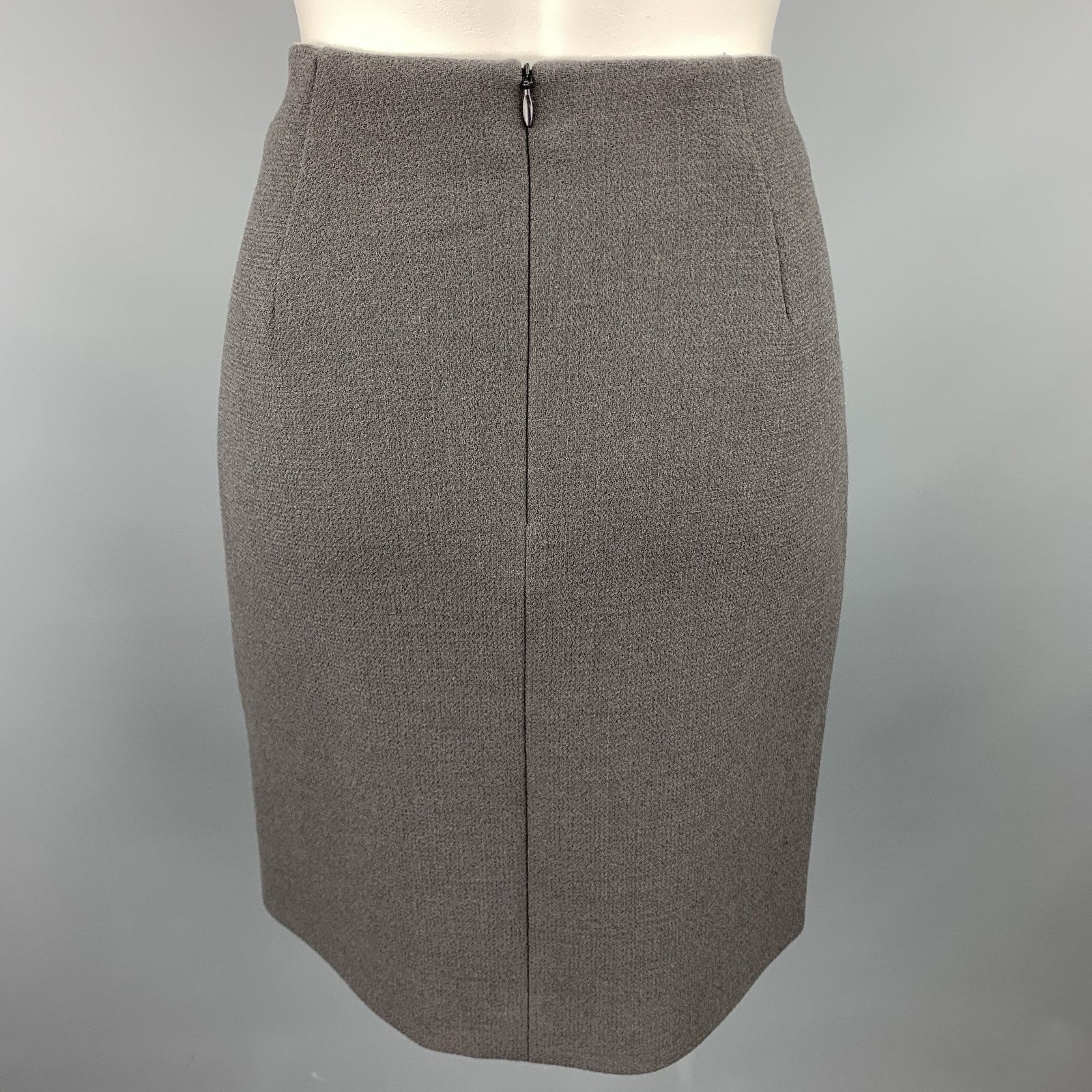 Akris AKRIS Size 4 Grey Wool Back Pencil Skirt Size 27" / US 4 / IT 40 - 3 Thumbnail