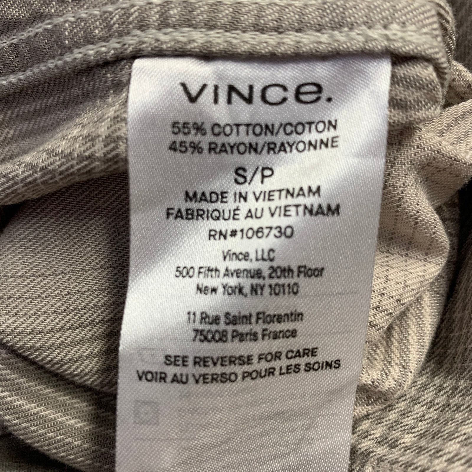 Vince Beige Taupe Plaid Cotton Blend Pointed Collar Long Sleeve Size US S / EU 44-46 / 1 - 6 Thumbnail