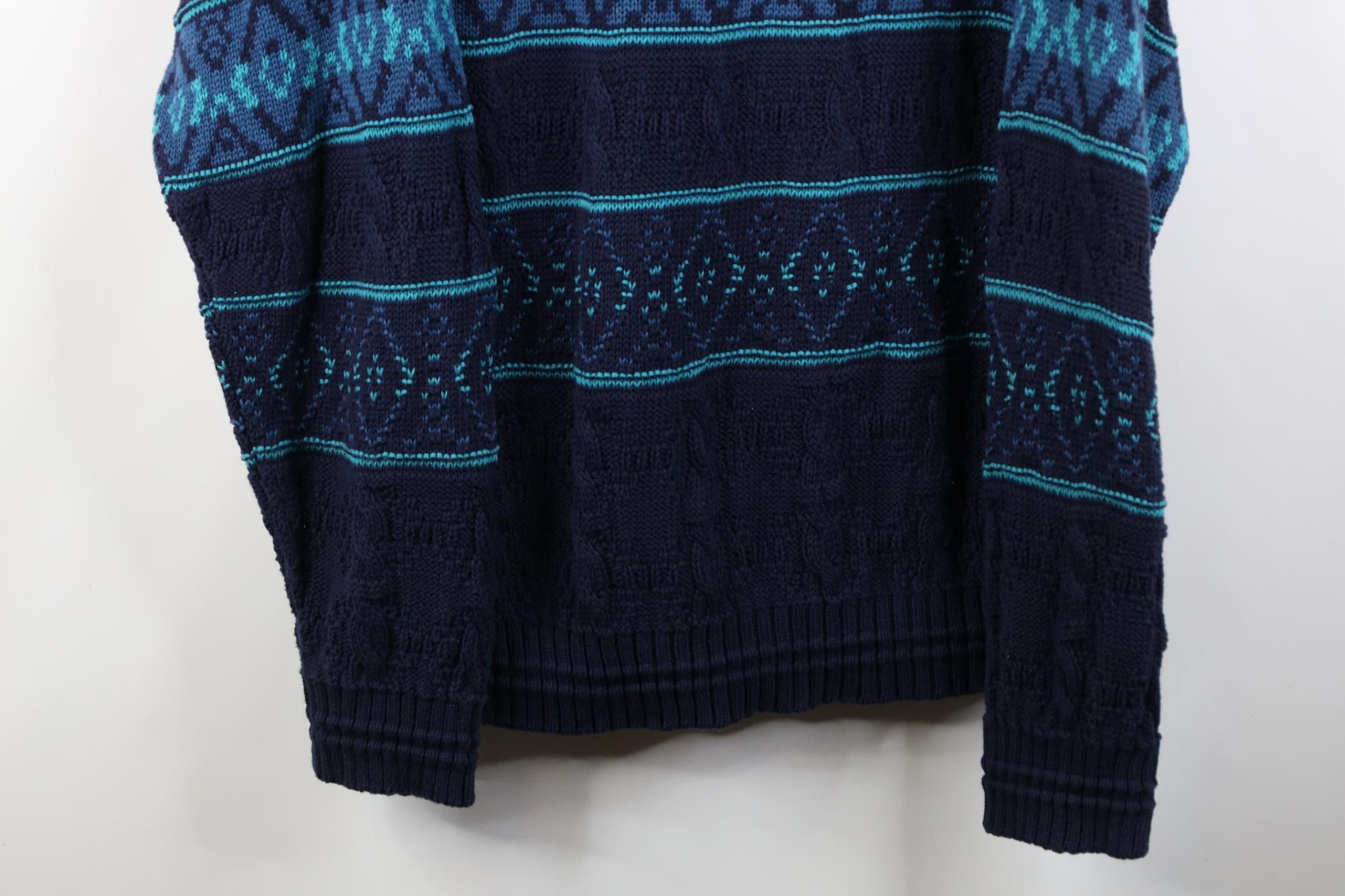 Vintage Vintage 90s Streetwear Chunky Cable Thermal Knit Sweater USA Size US L / EU 52-54 / 3 - 3 Thumbnail