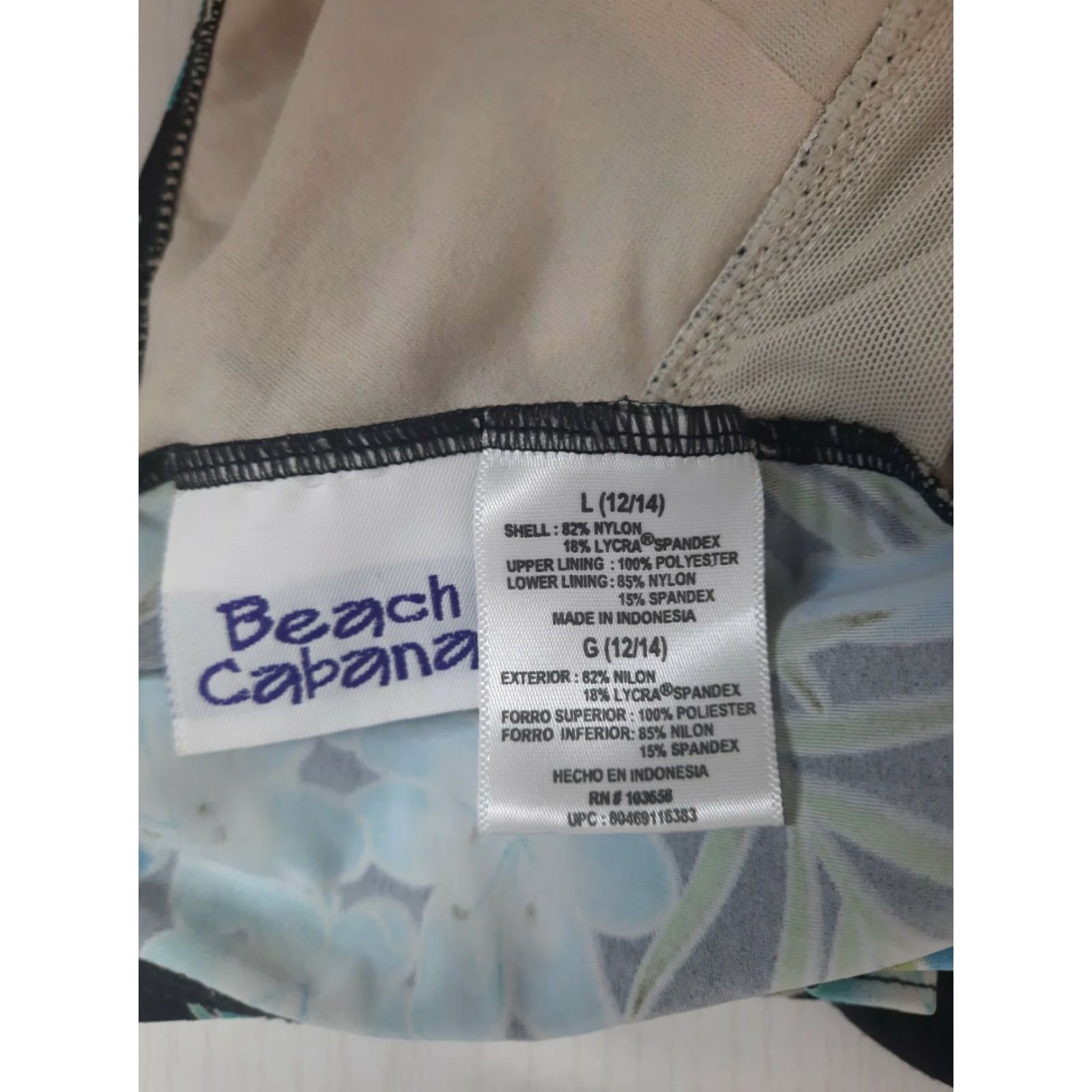 Vintage VINTAGE Beach Cabana One Piece Swimsuit Floral Black Blue High Leg Low Back size L Women 90s Size ONE SIZE - 3 Thumbnail