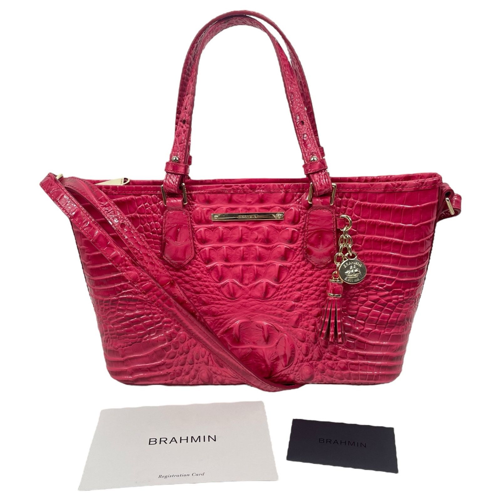 Brahmin Mini Asher Satchel Bag Ribbon Melbourne Pink Tote, Women's