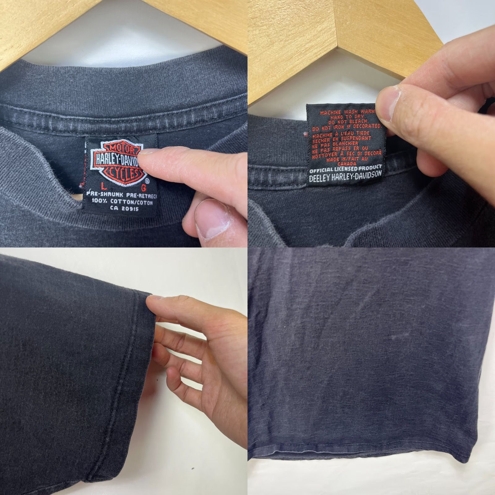 Harley Davidson VINTAGE Harley-Davidson T-Shirt Large Men 90s Eagle Sun Faded Black Canada Huntsville Size US L / EU 52-54 / 3 - 8 Thumbnail