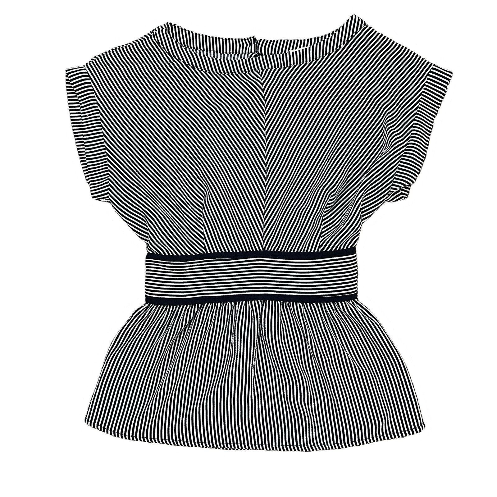 Other Monteau Navy Blue And White Stripped Peplum Blouse Small Size S / US 4 / IT 40 - 1 Thumbnail