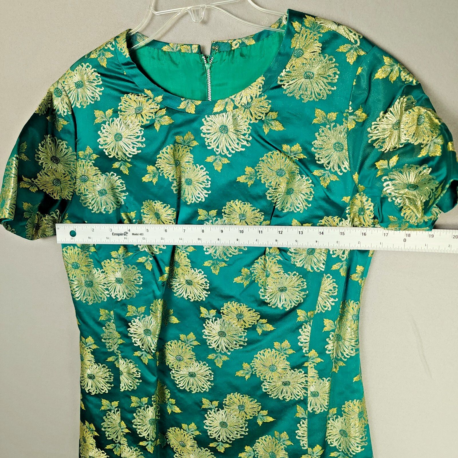 Vintage Ying Tai Ltd Green/Gold Chinese Floral Dress w/Jacket Size S / US 4 / IT 40 - 5 Thumbnail