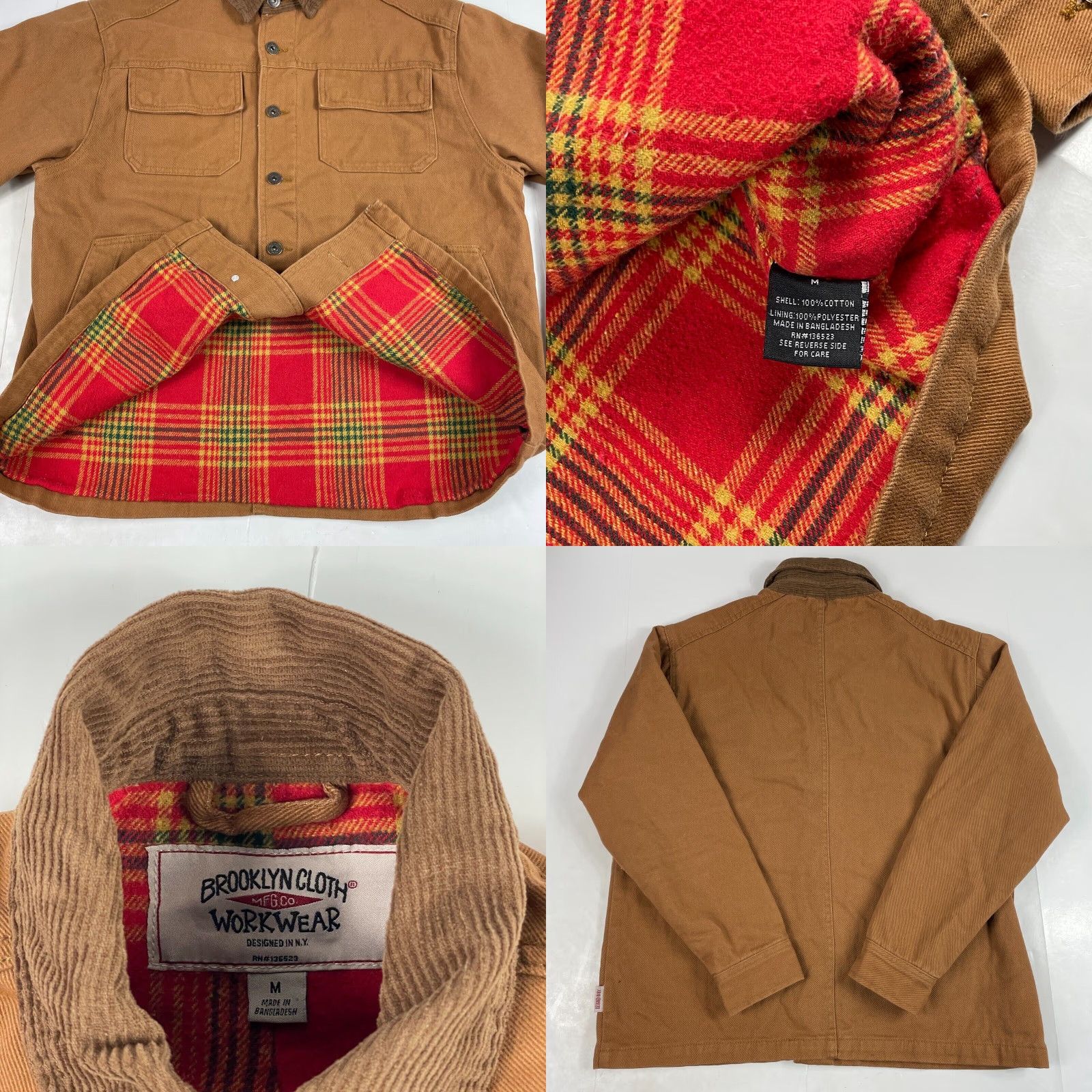 CLOT Brooklyn Cloth Jacket Mens Medium Brown Twill Flannel Lined Field Workwear Military Jacket Wind-Resistant Pockets Fall Winter Spring Size US M / EU 48-50 / 2 - 8 Thumbnail