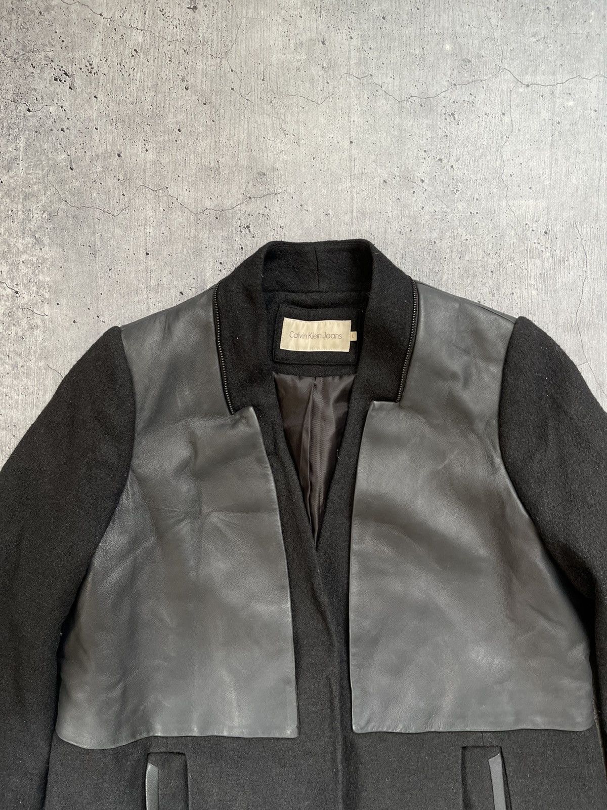 Calvin Klein Calvin Klein Wool Lather Coat Vintage Size US L / EU 52-54 / 3 - 2 Thumbnail