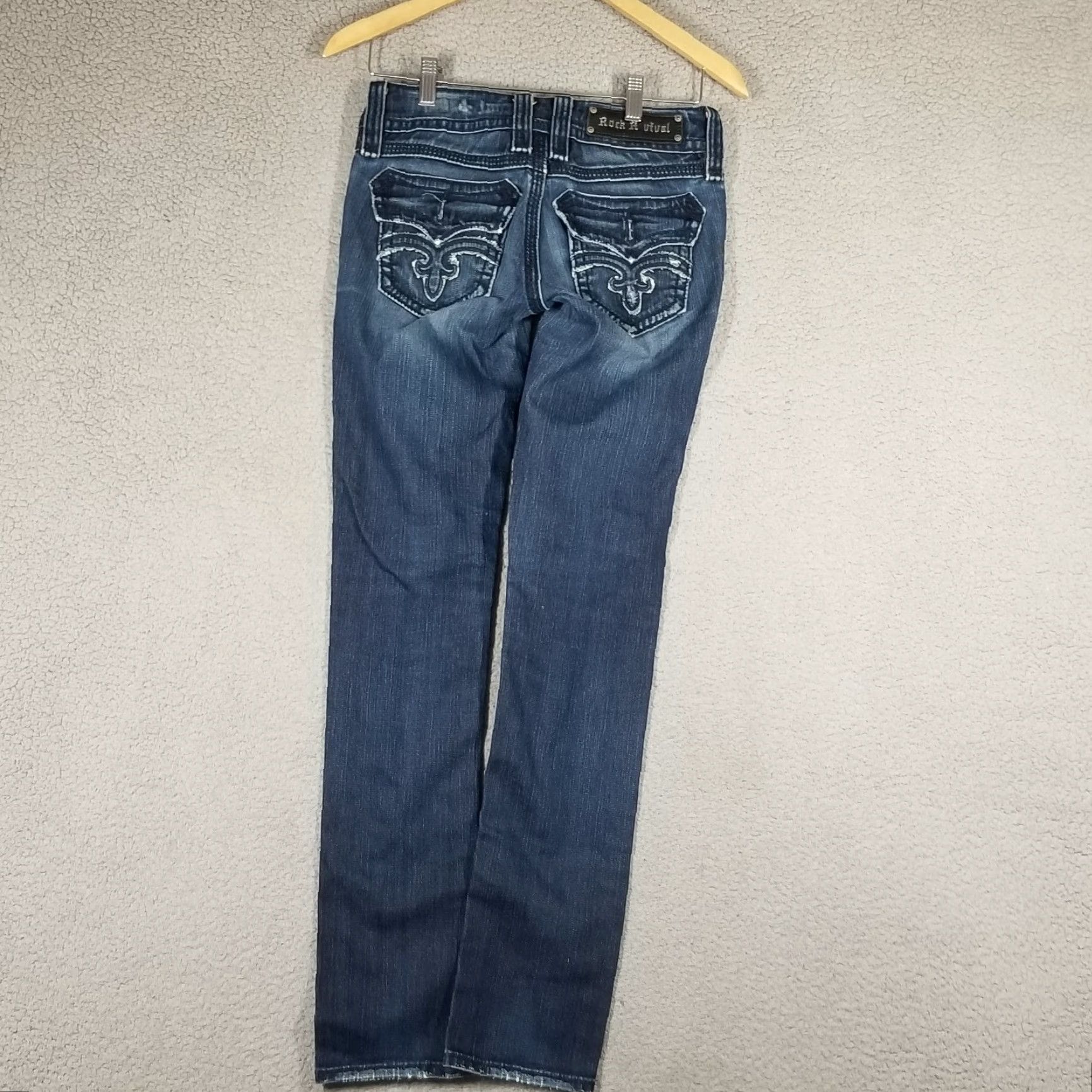 Vintage VINTAGE Rock Revival Women's Jeans Skinny Dark Blue Denim Stretch 26 Debbie Low Rise Fall Winter Girls Size 28" / US 6 / IT 42 - 7 Thumbnail