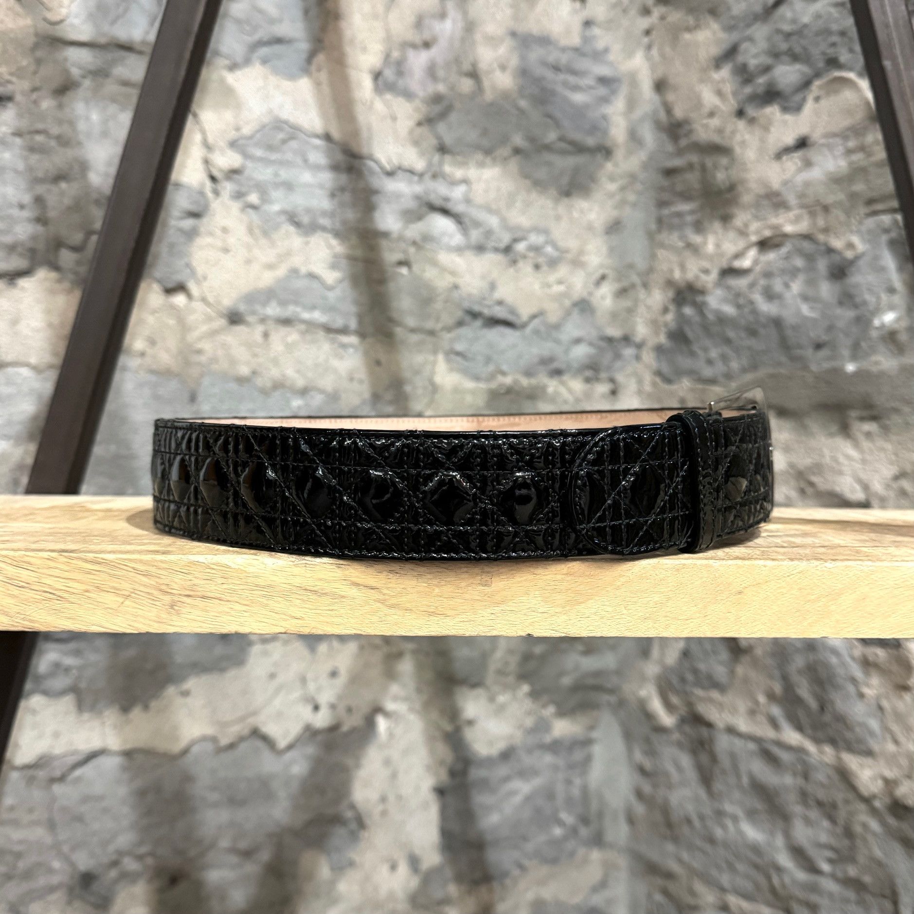 Dior Christian Dior Black Patent Leather Cannage Pattern Belt Size ONE SIZE - 7 Thumbnail