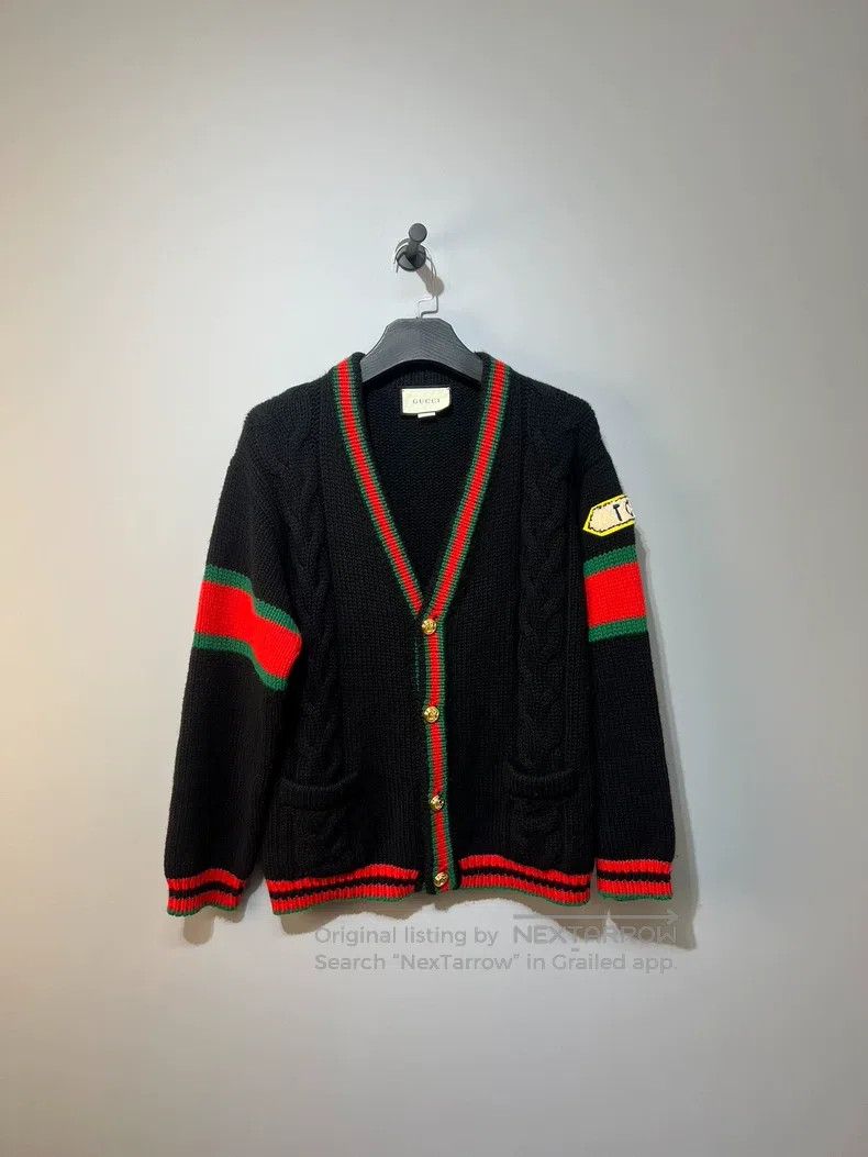 Gucci Gucci Black, red and green striped knitted cardigan coat Size US S / EU 44-46 / 1 - 1 Thumbnail