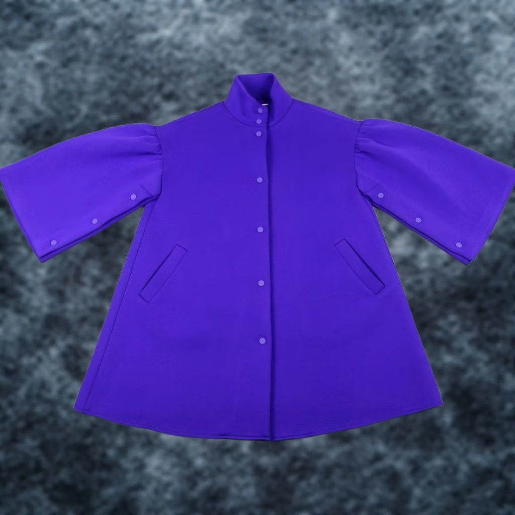 Vintage Psophía Coat Womens XL Purple Knit Snap Front 3/4 Sleeve Mid Length Collared Size XL / US 12-14 / IT 48-50 - 1 Thumbnail