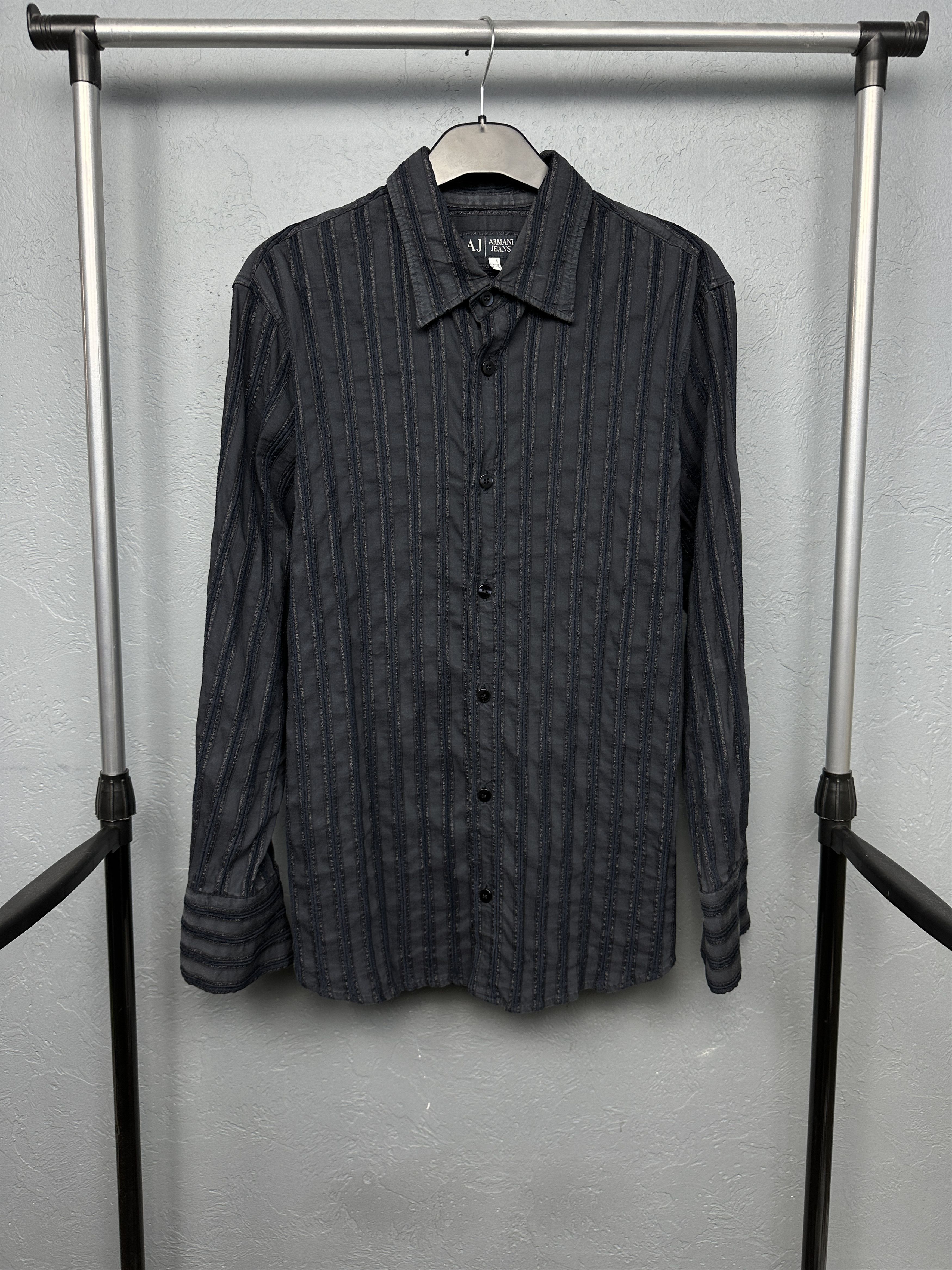 Armani Jeans Vintage Mens Long Sleeve Striped T-Shirt