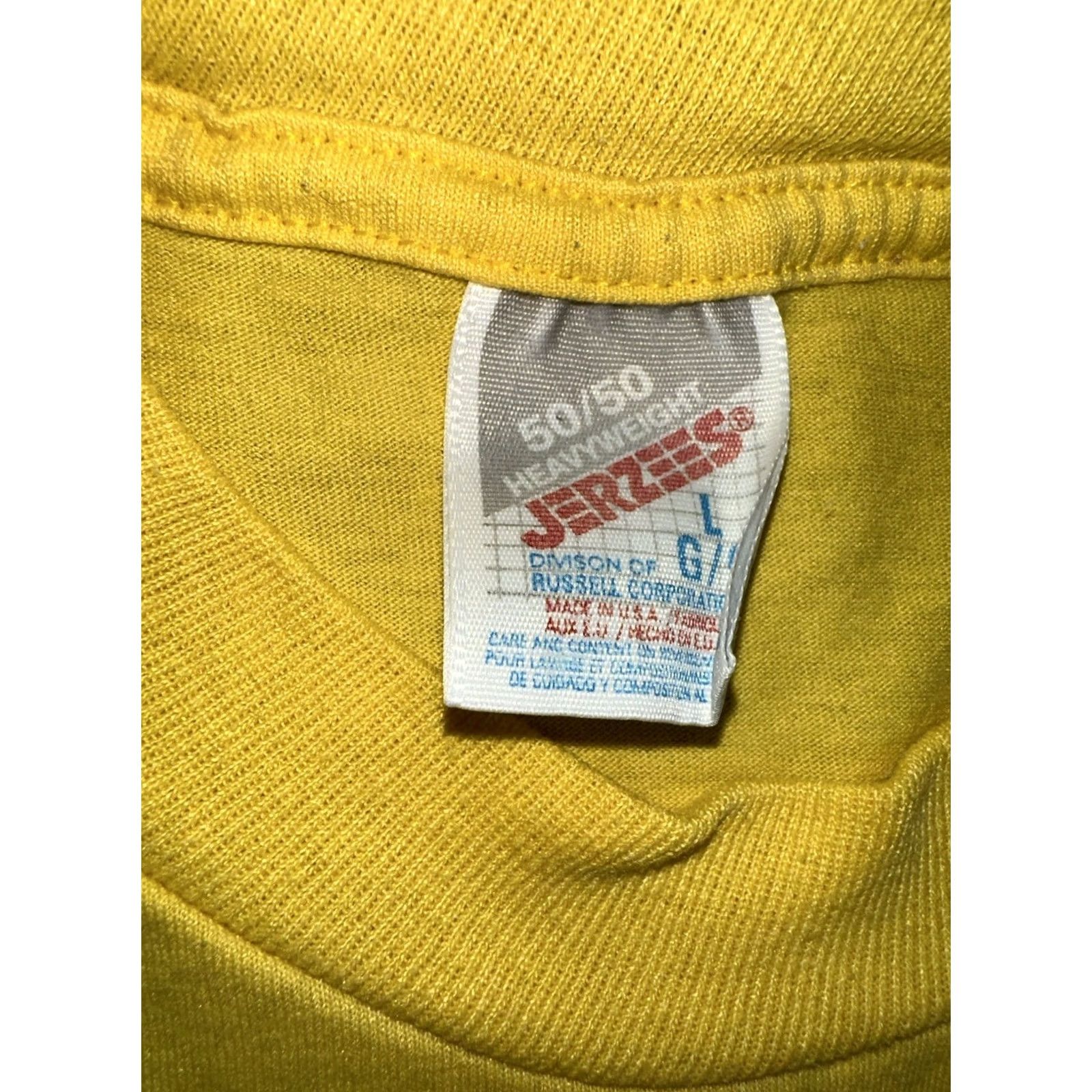 Jerzees VINTAGE Jerzees T-Shirt Men’s Yellow 50/50 Large L Regular Shirt Mens Size US L / EU 52-54 / 3 - 2 Thumbnail
