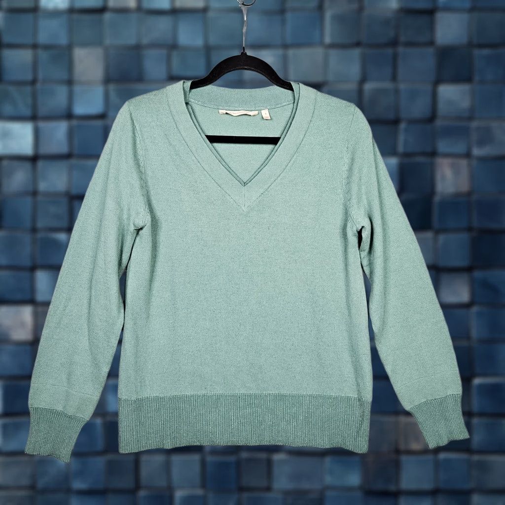 Soft Surroundings Soft Surroundings Women's Sage Green V-Neck Sweater Cardigan Size S Size S / US 4 / IT 40 - 1 Thumbnail