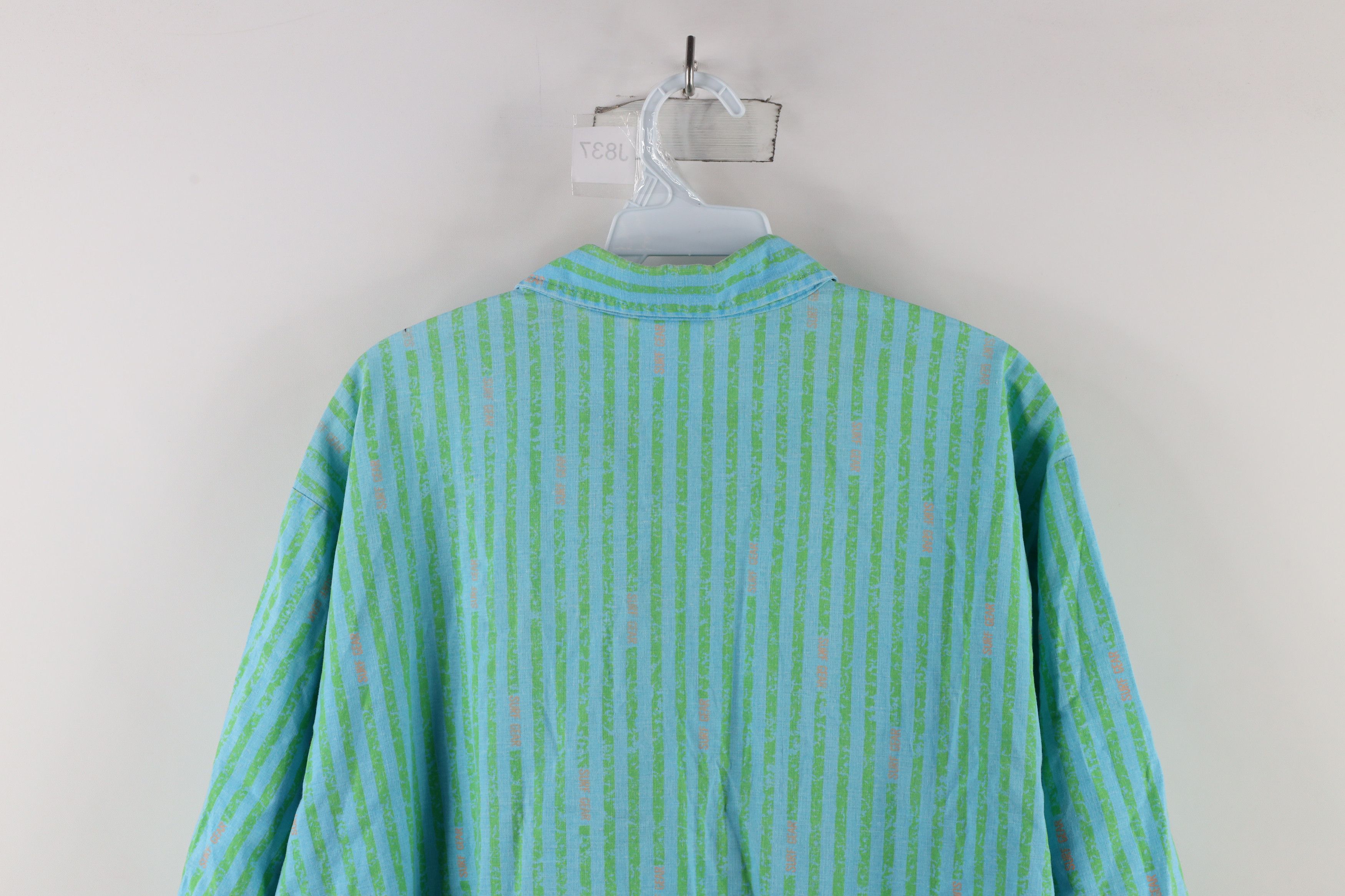Vintage Vtg 90s Surf Gear Spell Out Striped Surfing Button Shirt USA Size US XL / EU 56 / 4 - 9 Thumbnail
