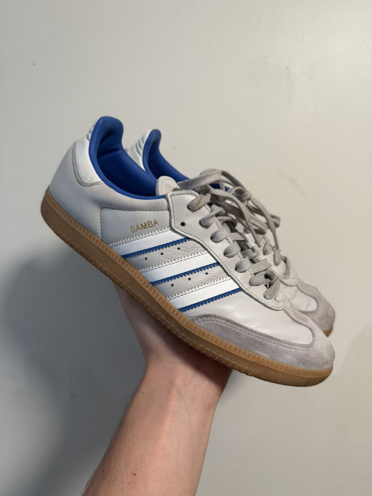 Adidas Adidas Samba Blue/Grey Leather Size US 8 / EU 41 - 1 Thumbnail