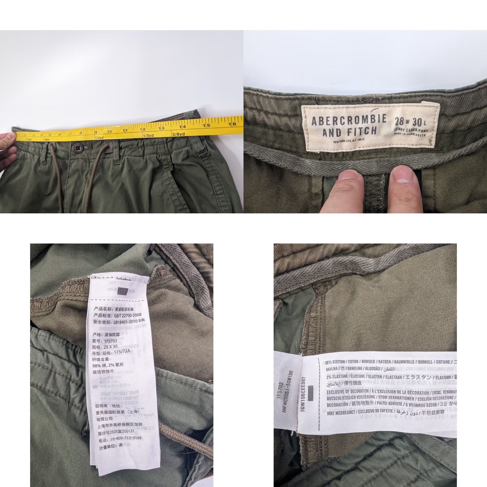 Abercrombie & Fitch VINTAGE Abercrombie & Fitch Pants Cargo 28x30 Green Military Skinny Relaxed Men 90s Army Workwear Casual Pants Size US 28 / EU 44 - 8 Thumbnail