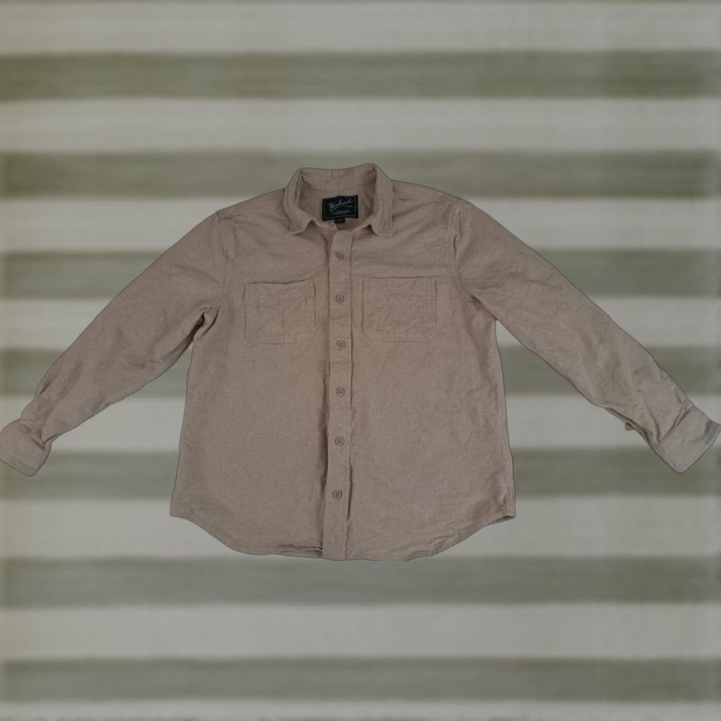 Vintage VINTAGE Woolrich Shirt Cotton Button-Up Casual Unisex Adults Large Beige Long Sleeve Pockets 27in 23in pit to pit Size US L / EU 52-54 / 3 - 1 Thumbnail