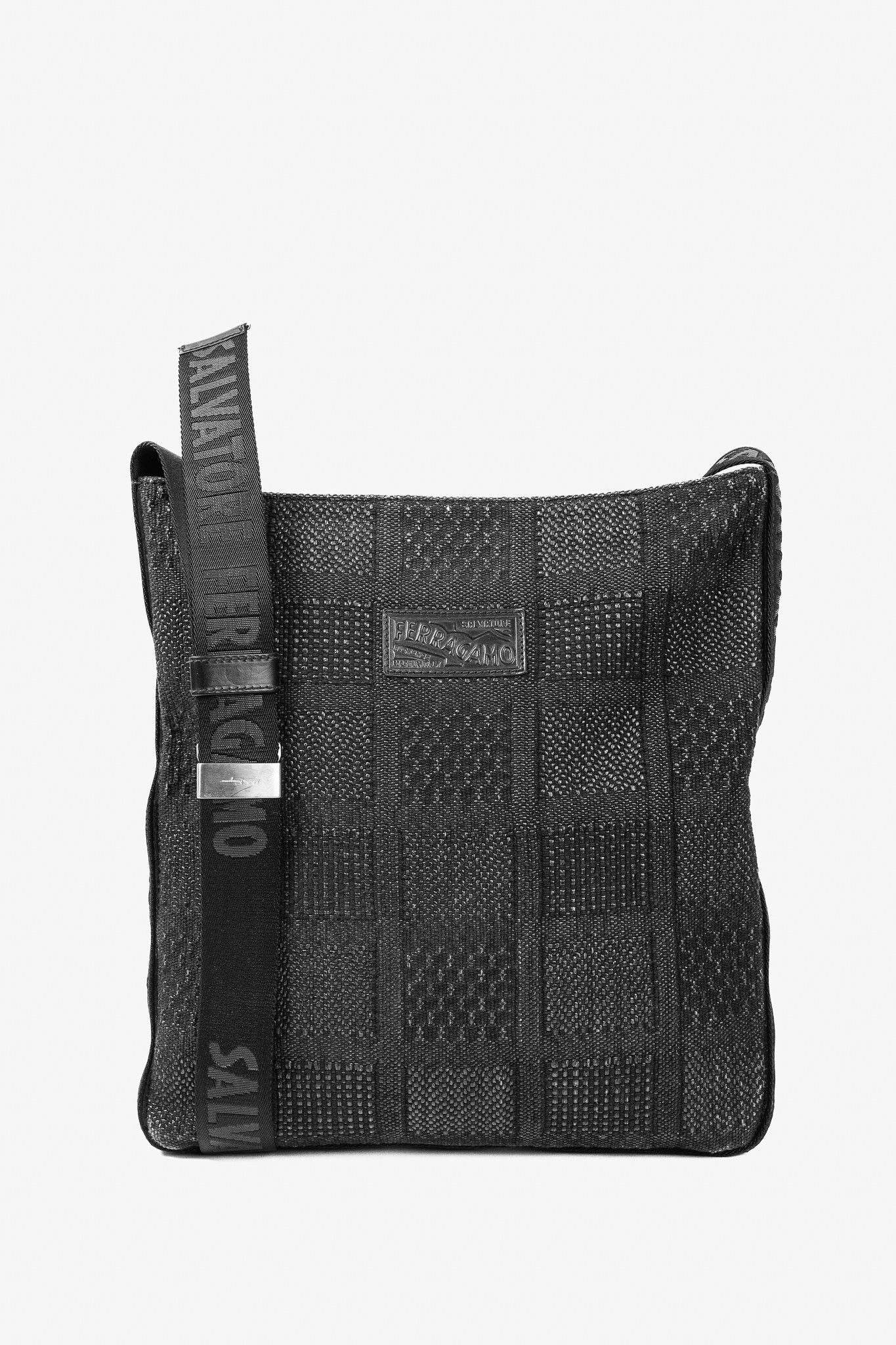 Salvatore Ferragamo Salvatore Ferragamo Black Patterned-Jacquard Zippered Tote Size ONE SIZE - 1 Thumbnail