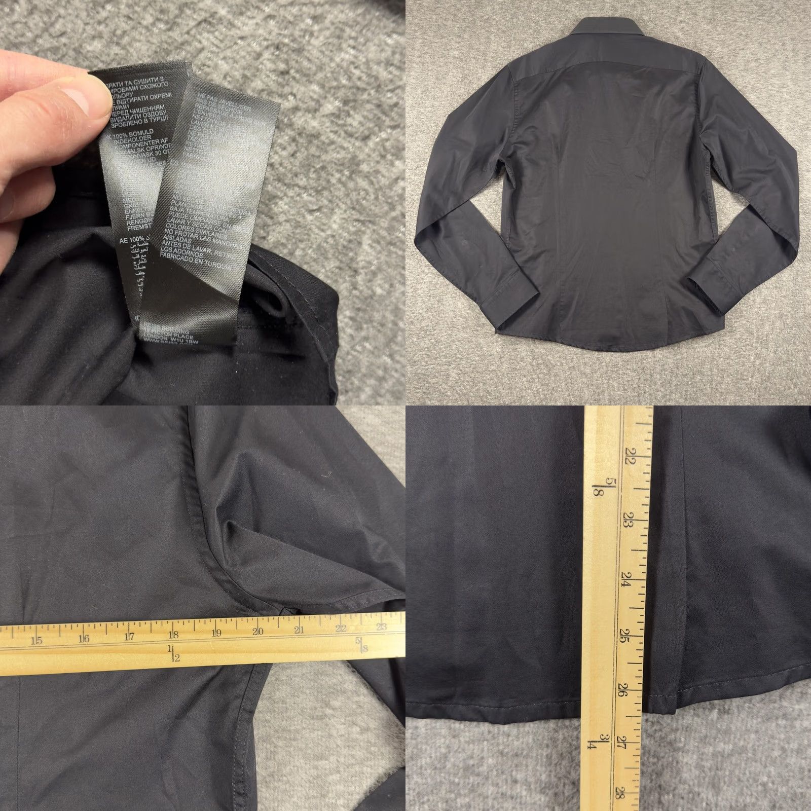 Reiss Reiss Shirt Mens Large Black Textured Panel Slim Fit Dress Button Up Tux Size 42R - 8 Thumbnail