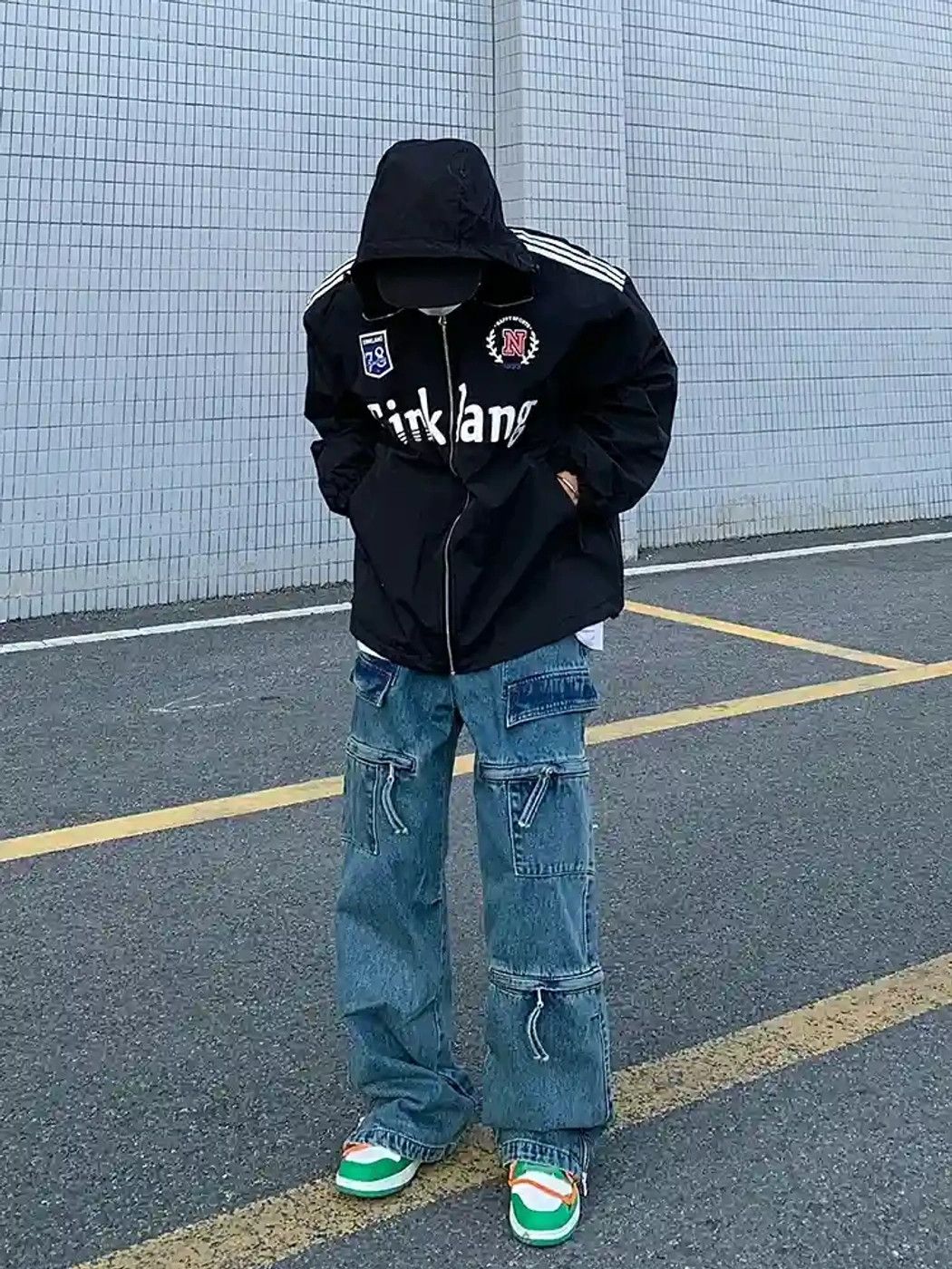faded distressed flared skate cargo jeans