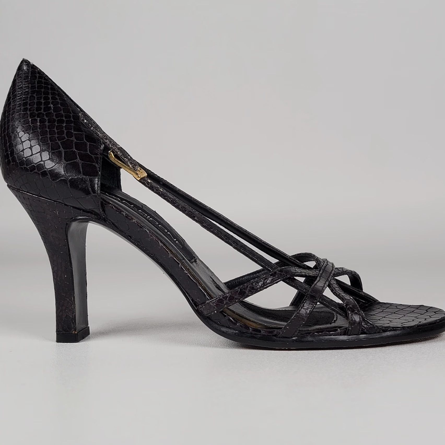 Evan Picone VINTAGE Evan Picone Snakeskin Pumps Women's Size 8 Black Leather Stiletto Heel High 3-3.9in Woman Size US 8 / IT 38 - 3 Thumbnail