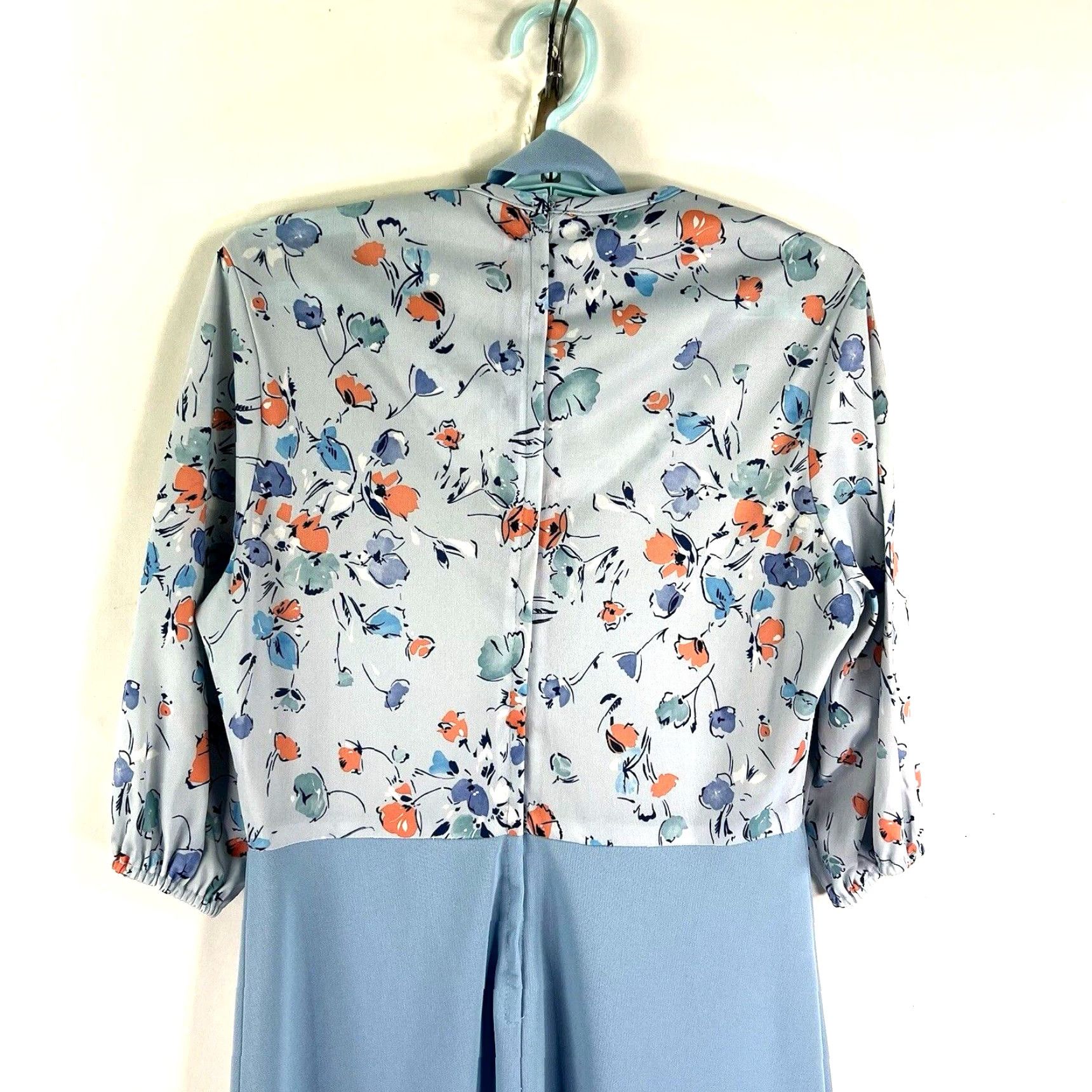 Vintage VINTAGE Linda Mathews Floral Tie Dress 70s Blues Womens L Knee Length 3/4 Sleeve Ballon Sheath Kaftan - Party Wedding Casual Size L / US 10 / IT 46 - 7 Thumbnail