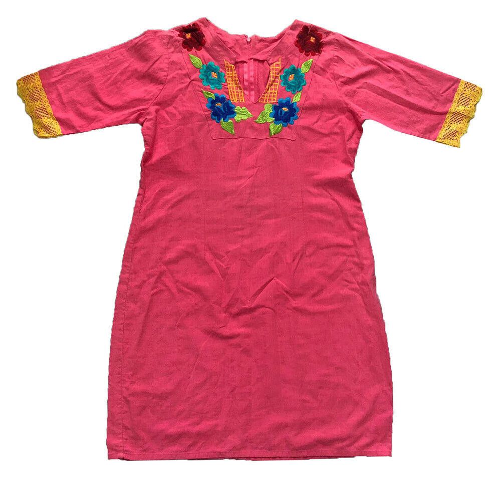 Designer Used Pink Hand Made Embroidered Dress XL Size XL / US 12-14 / IT 48-50 - 3 Thumbnail