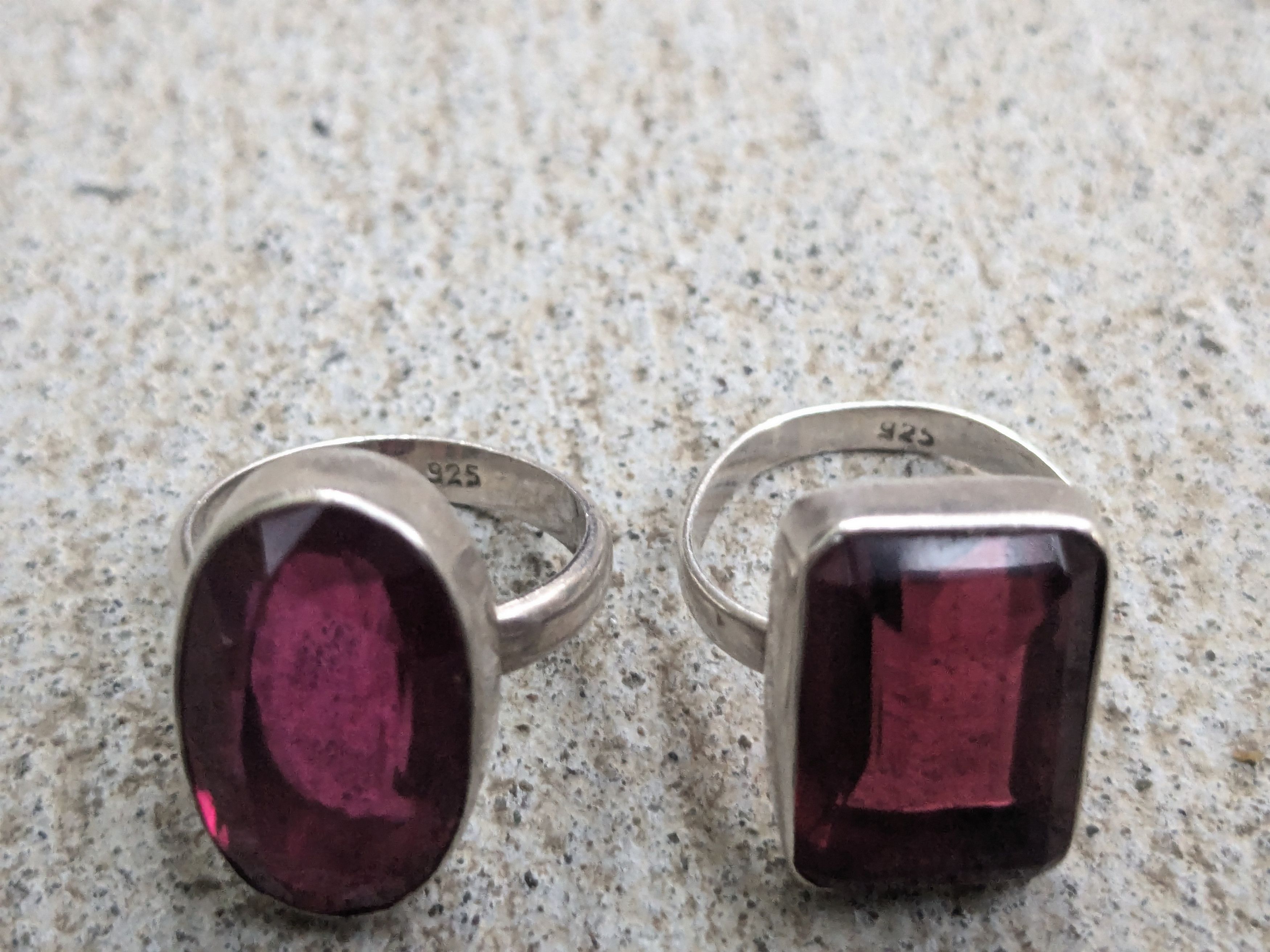 Jewelry × Vintage Vintage Sterling Silver Ring Red Glass 6.5 8.5 Rectangle Size ONE SIZE - 7 Thumbnail
