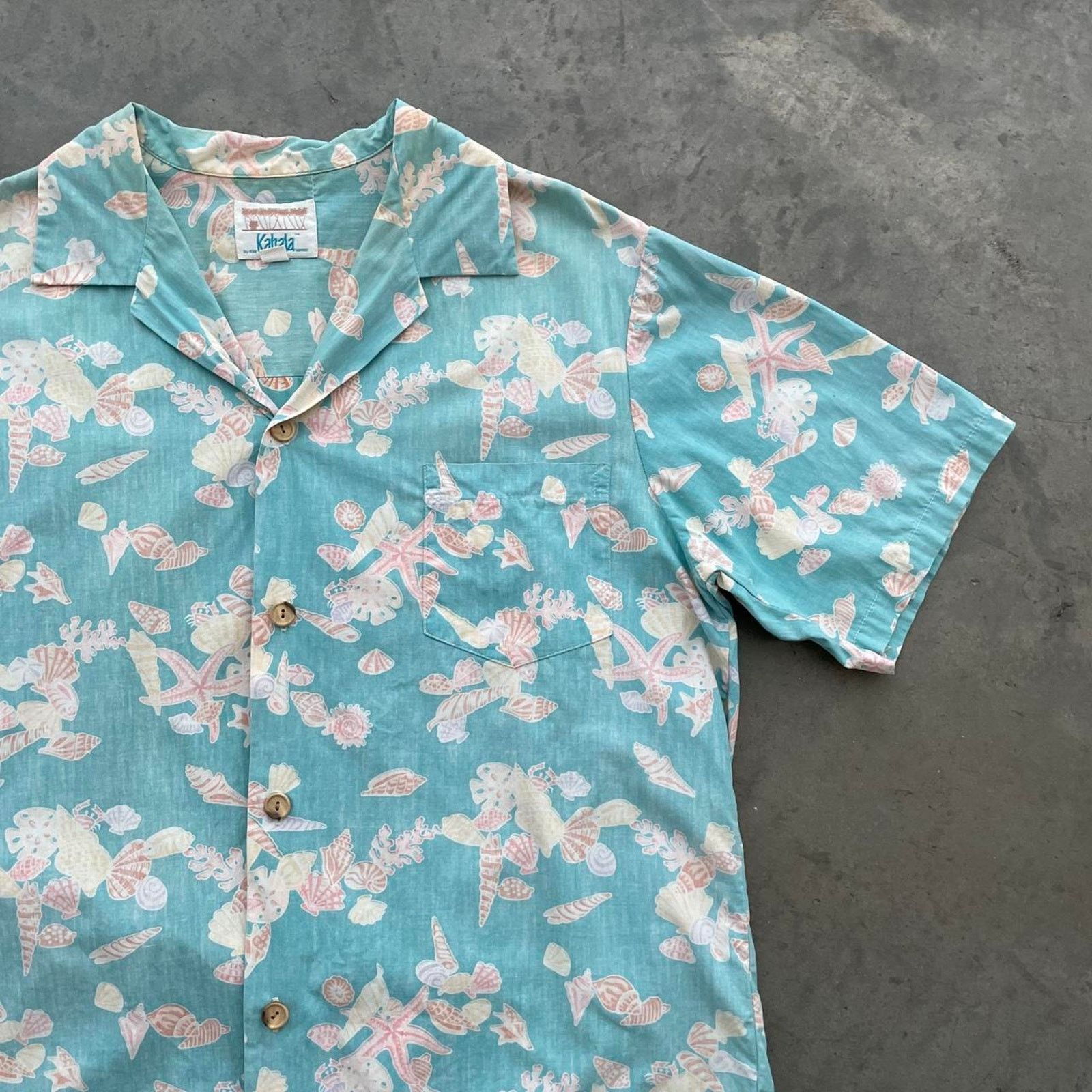 Vintage Vintage 90s Kahala Light Blue Hawaiian Shirts Size US L / EU 52-54 / 3 - 3 Thumbnail