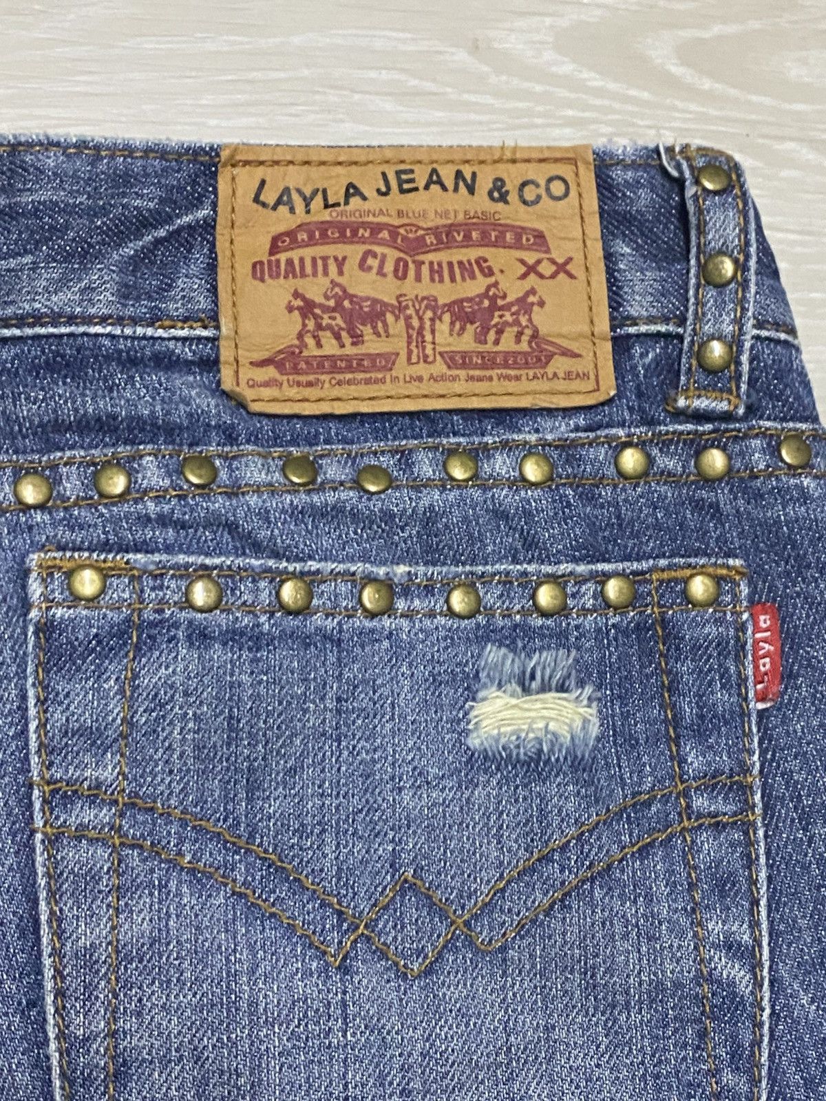Tornado Mart Woman Layla Jean & Co Studded Y2K Flare Denim Size US 27 - 12 Thumbnail