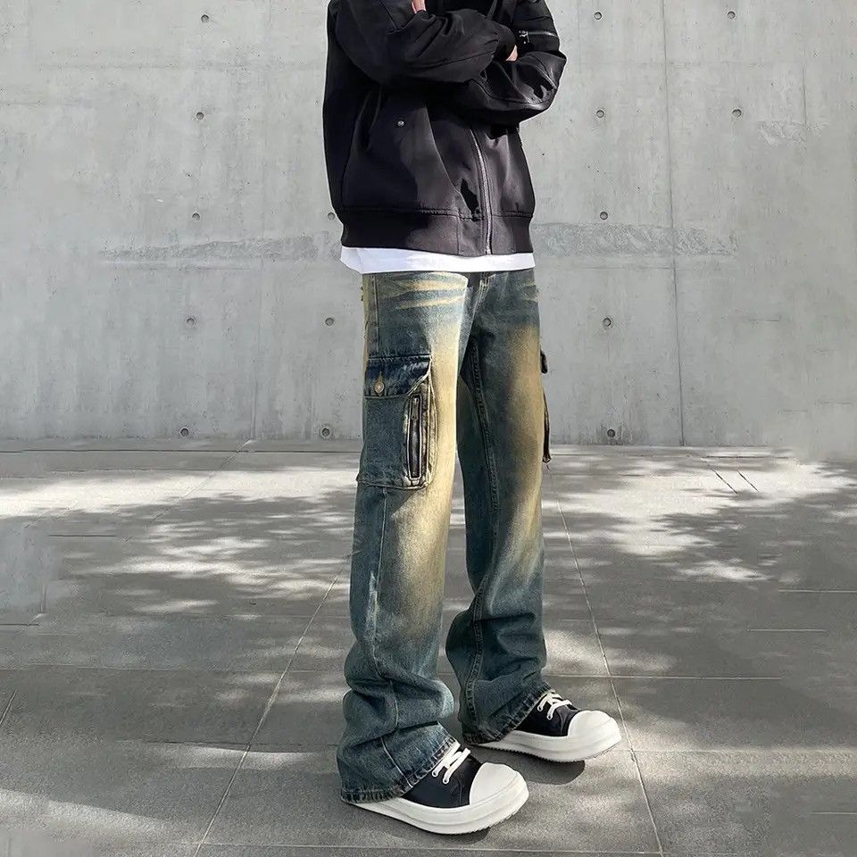 Japanese Brand × Vintage Cargo Jeans Men Autumn Y2k Baggy Streetwear Size US 27 - 2 Thumbnail