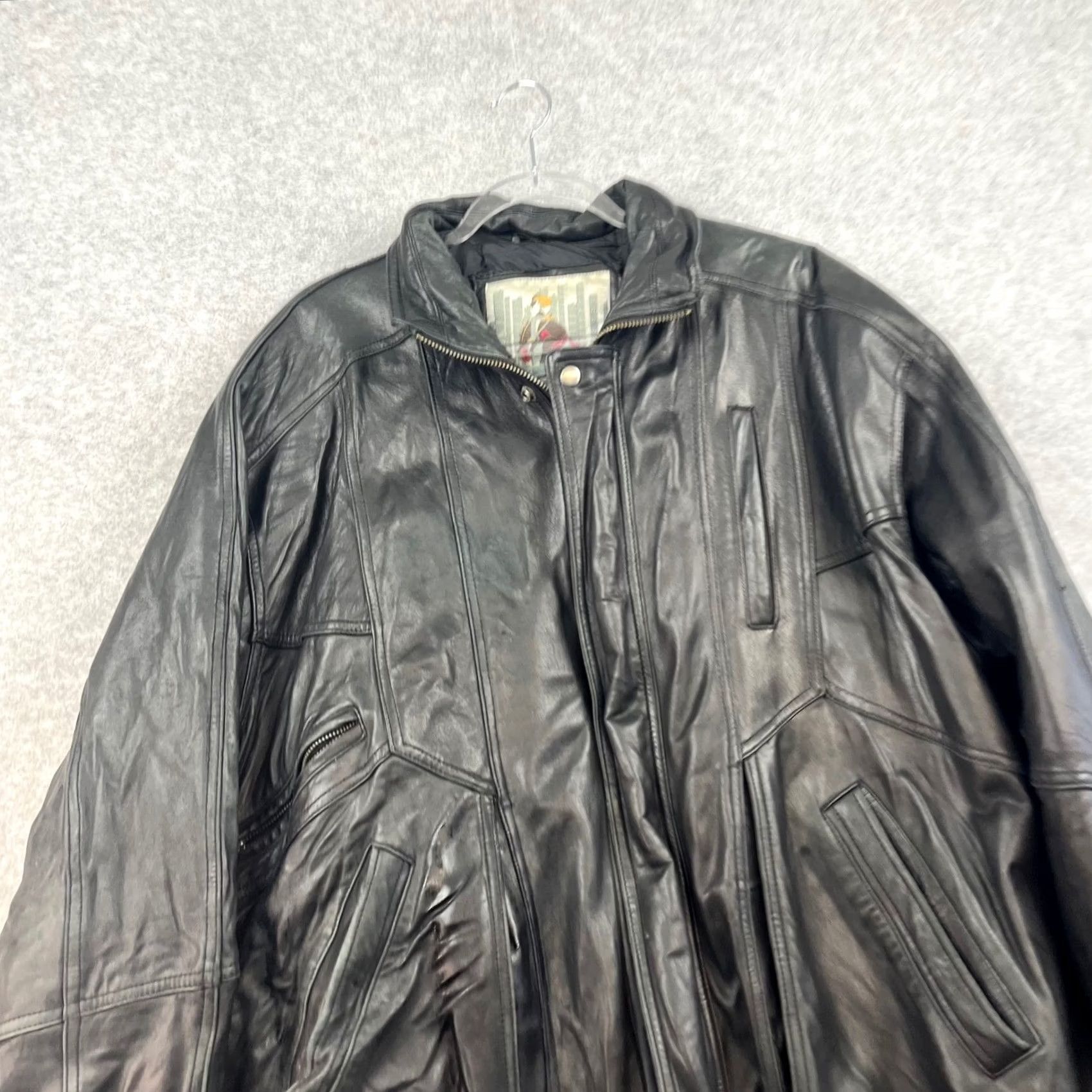 Vintage VINTAGE Black Leather XL Jacket Urban Cowboy Coat Men XL Zip Button Closure Size US XL / EU 56 / 4 - 3 Thumbnail